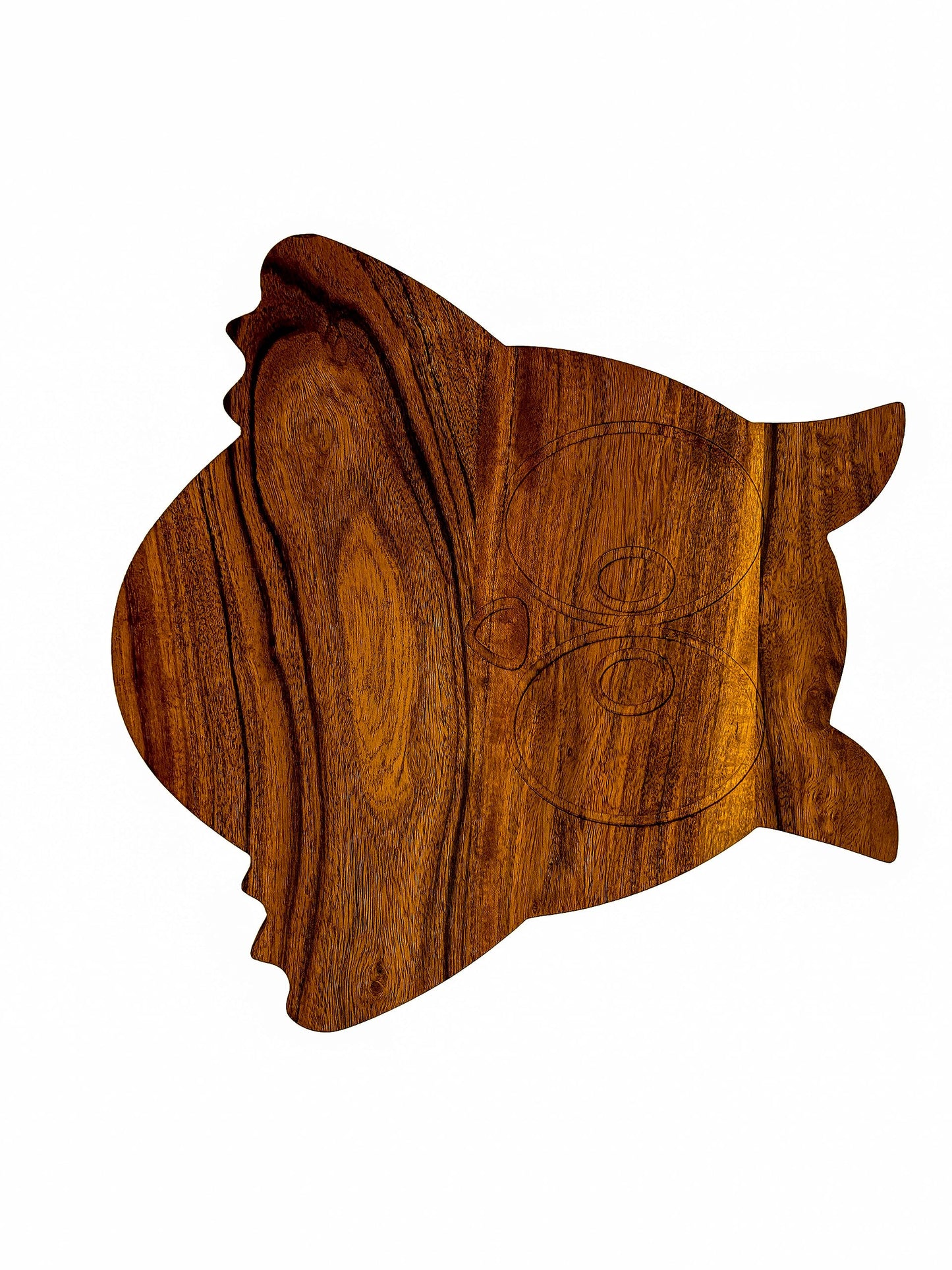 Acacia Wood Halloween Scary Owl Cutting Board with Groove for Festive Decor and Appetizer Serving Tray (12"L x 12"W)