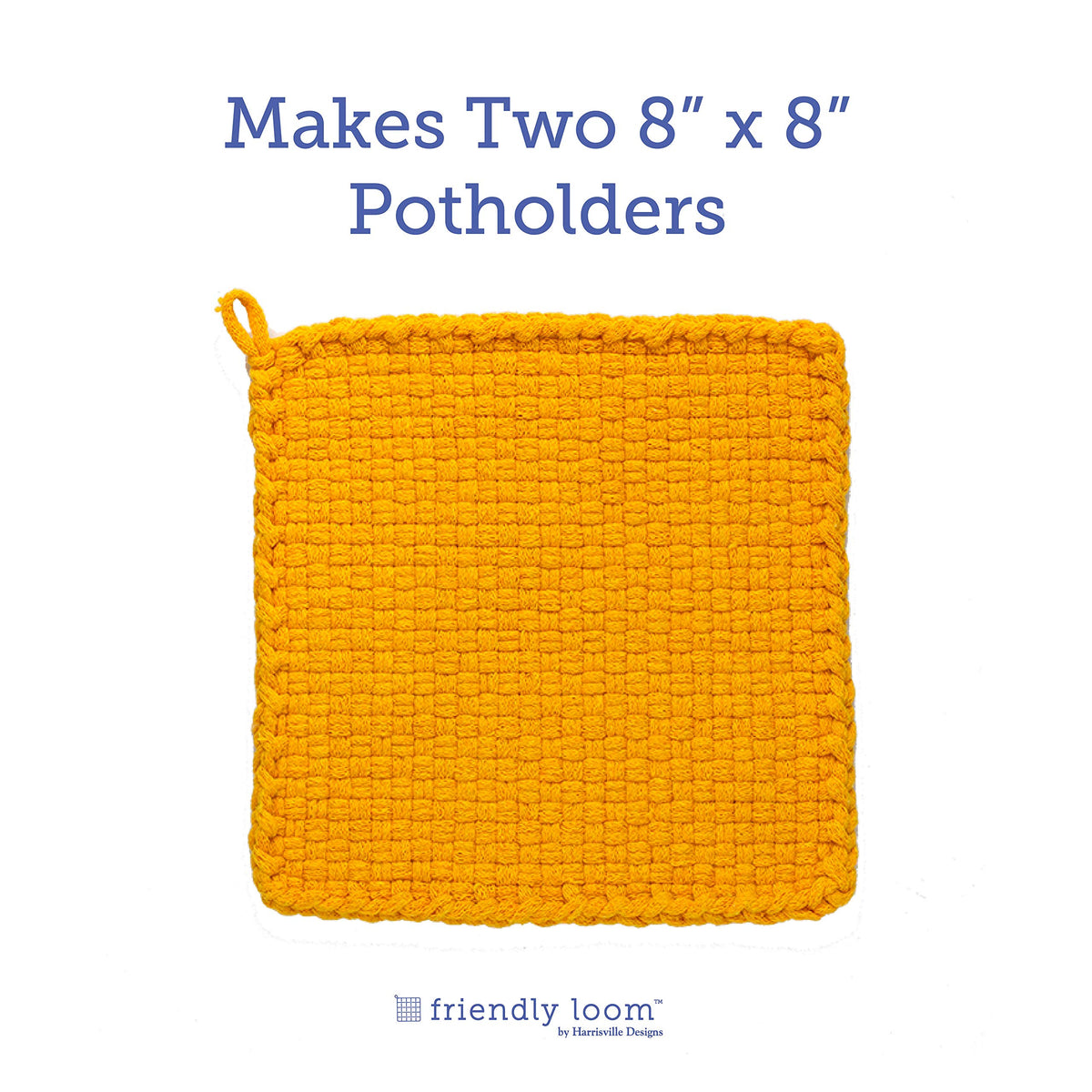 Harrisville Designs Friendly Loom | 10” PRO-Sized Yellow Potholder Weaving Loops | Craft 2 Cotton Potholders