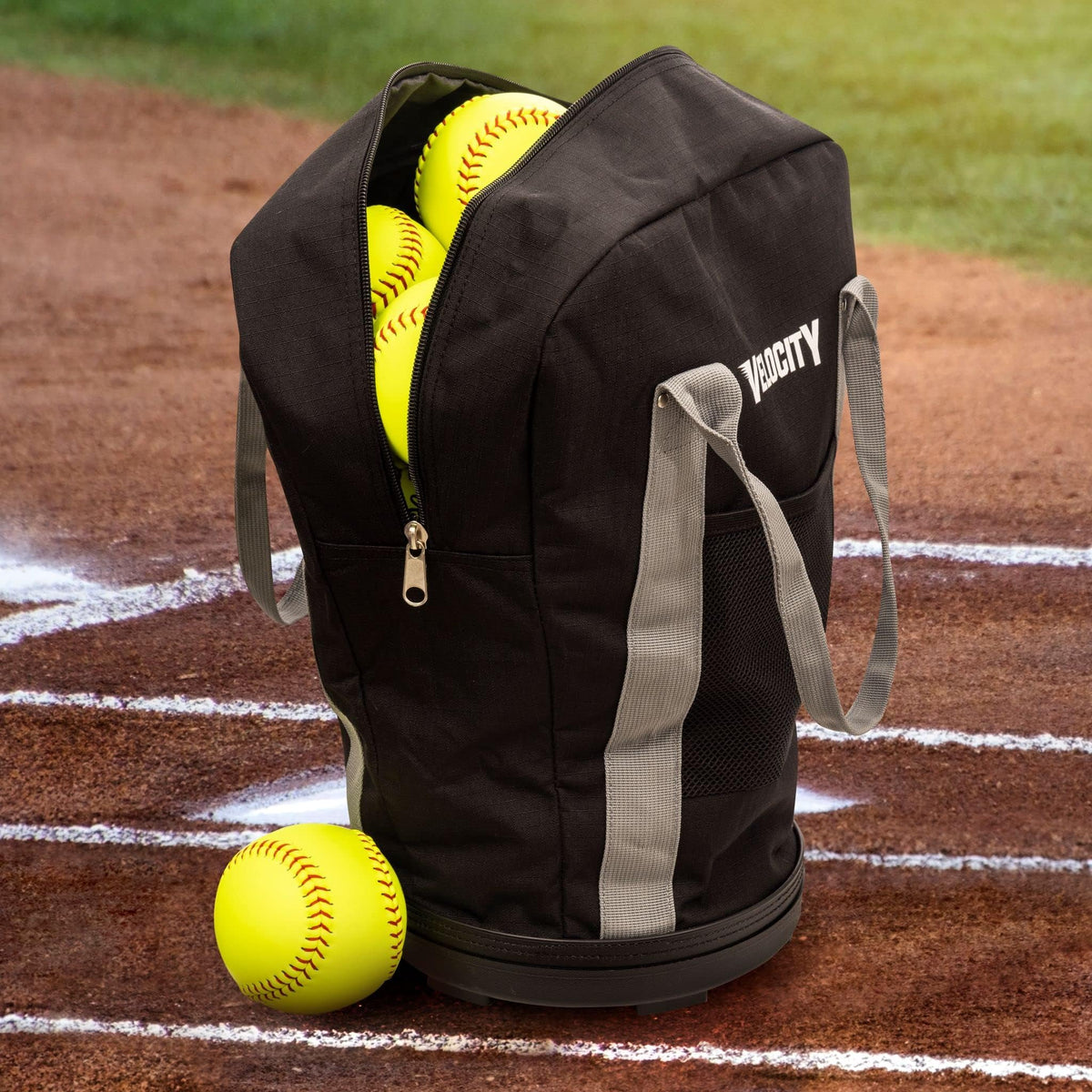 Velocity Heavy Duty Multipurpose Ball Bag with Durable Bottom - Holds up to 60-72 Balls - Ideal for Lacrosse, Baseball, Pickleball, Tennis & More, Black