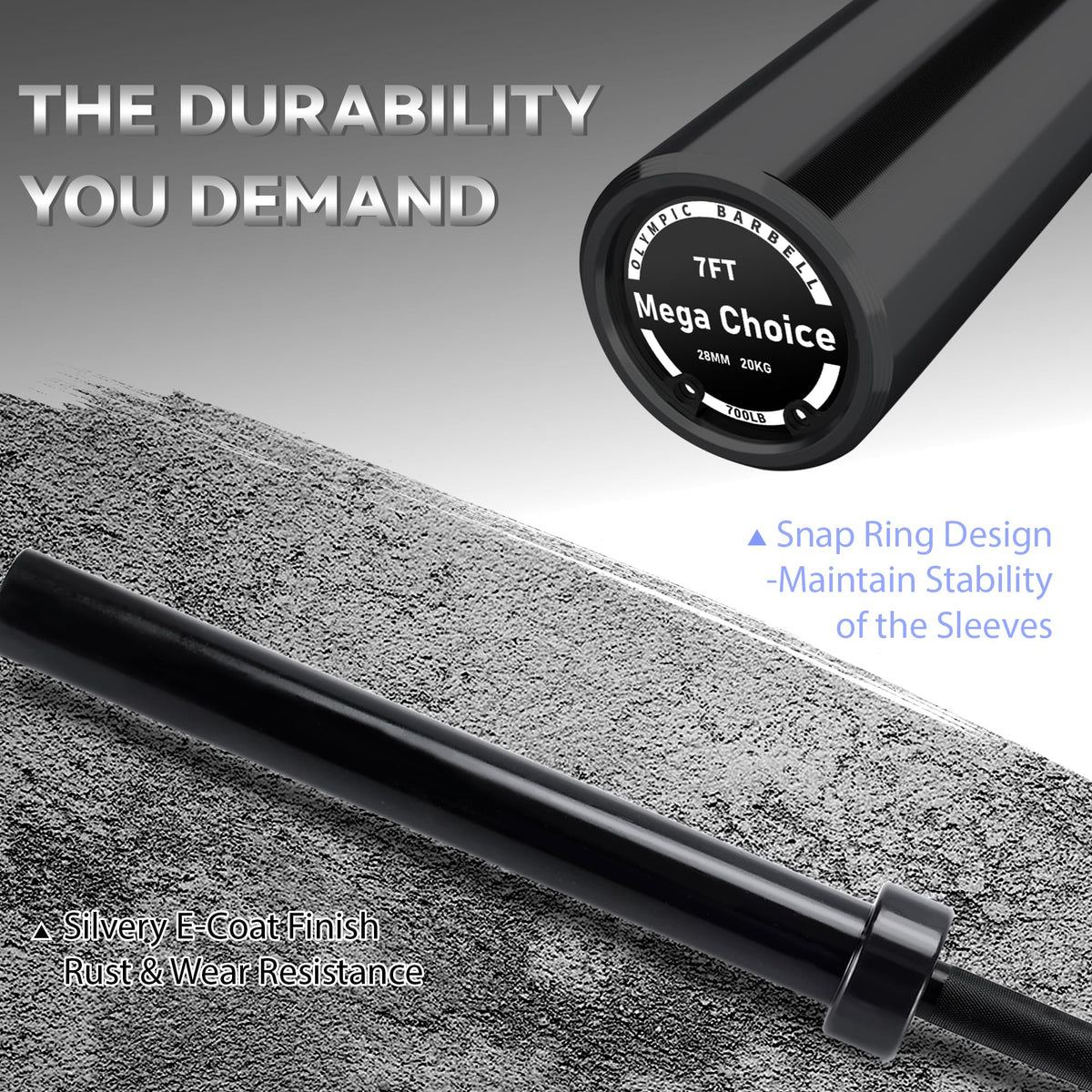 7FT/4 ft Home Gym Barbell Bar – 700LB/1500LB/500LB Capacity, Anti-Slip Knurling, Solid Steel, for Weightlifting, Strength Training
