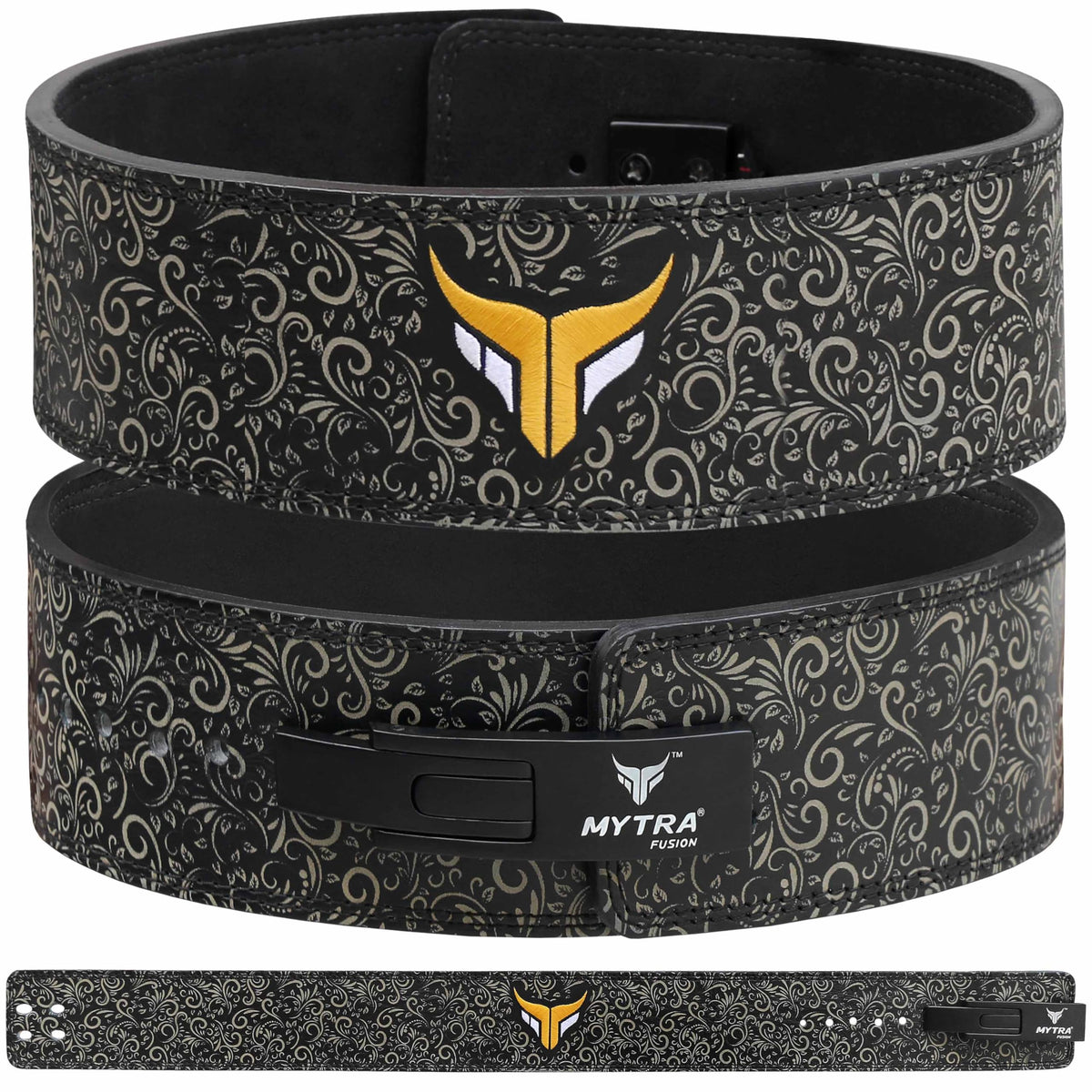 Mytra Fusion Gym Belt whit Buckle Weight Lifting Belt for Gym, Fitness, Workout, women & men Weightlifting Belt (Black, M)