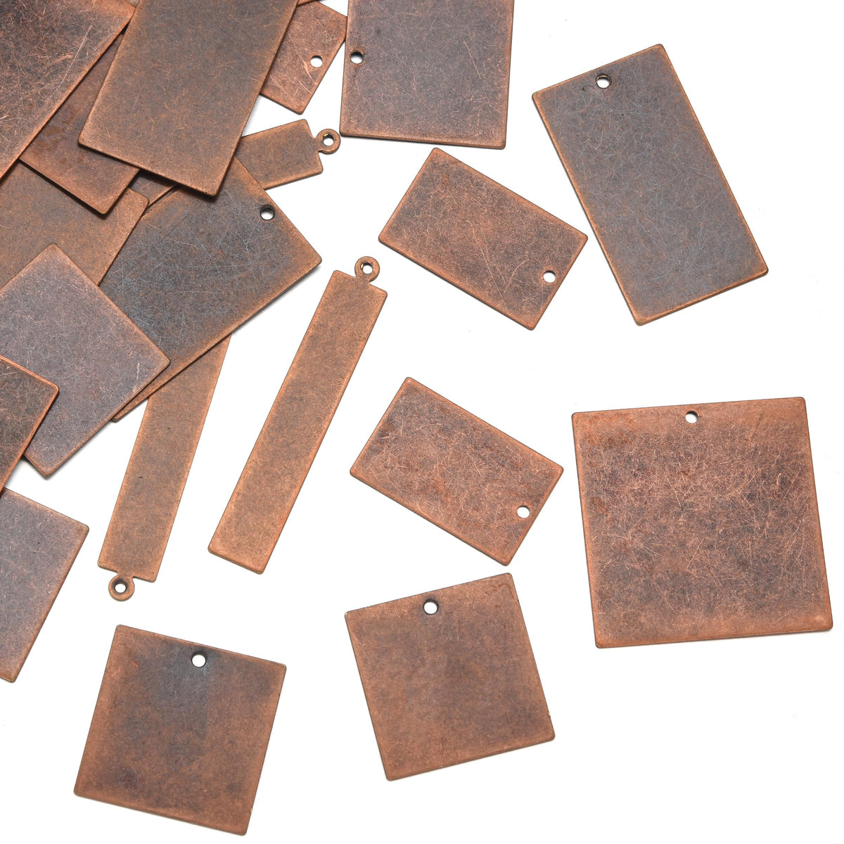 ROSENORTH Jewelry Stamping Kit – 30 Antique Copper Brass Blanks in 5 Shapes with Earring Hooks, Backs & Jump Rings for DIY Earrings & Necklaces (84 PCS)