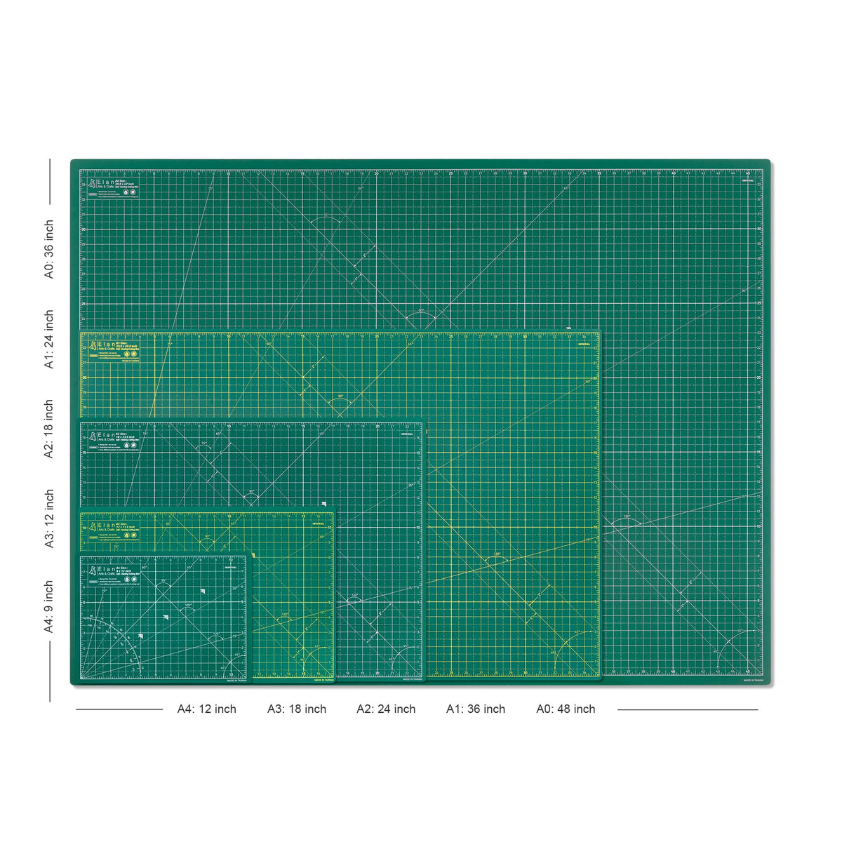 Elan Cutting Mat A2 Green, Self Healing Cutting Mat 18x24 Inch, 5-Ply Craft Board Green, Hobby Board for Crafts 18x24 Inch