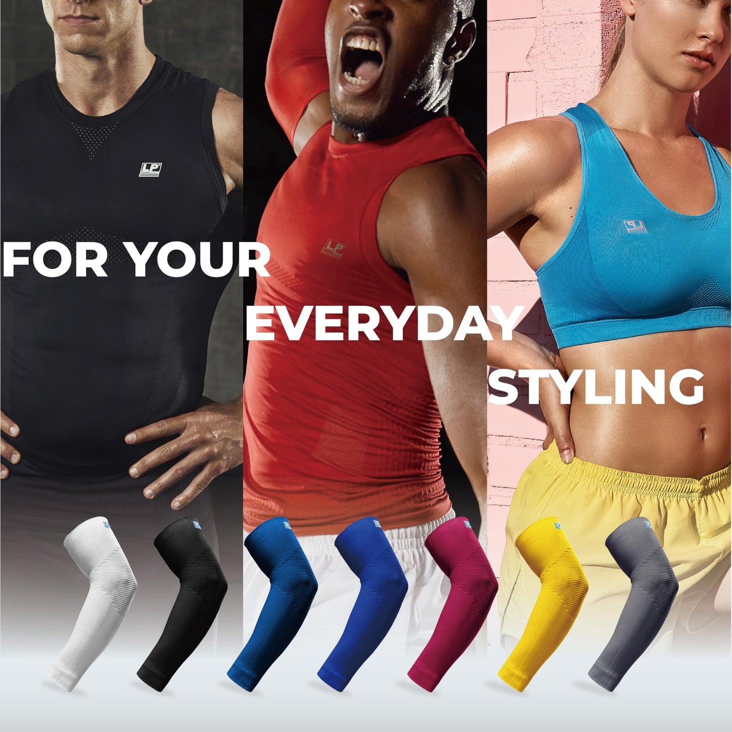 LP SUPPORT 668 Compression Elbow Sleeve - Arm Sleeve for Workouts, Sports & Weightlifting - for Golf and Tennis Elbow Brace for Men & Women (White, XL, 1pcs)