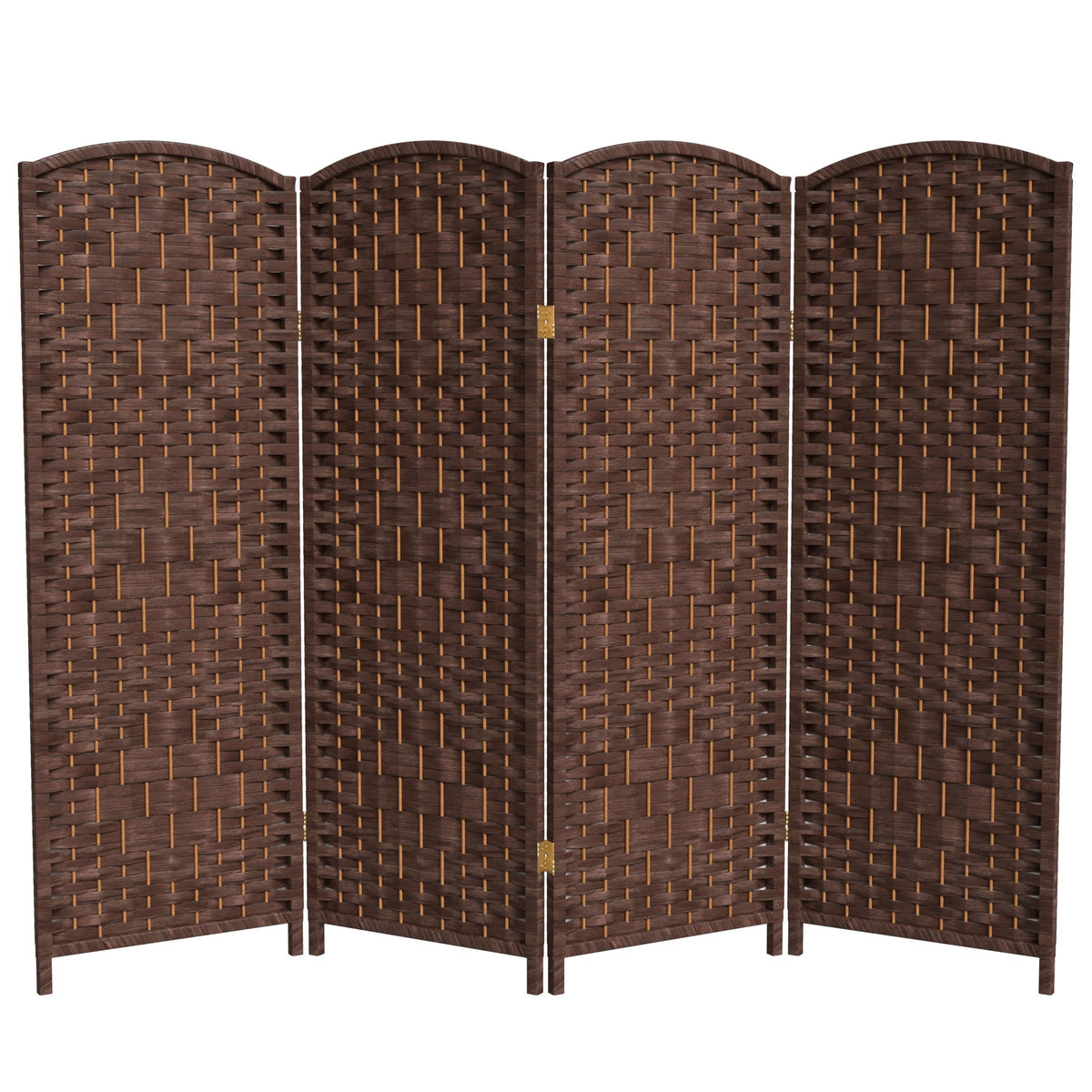 Red Lantern 4 ft. Short Diamond Weave Fiber Folding Screen - Dark Mocha - 4 Panel