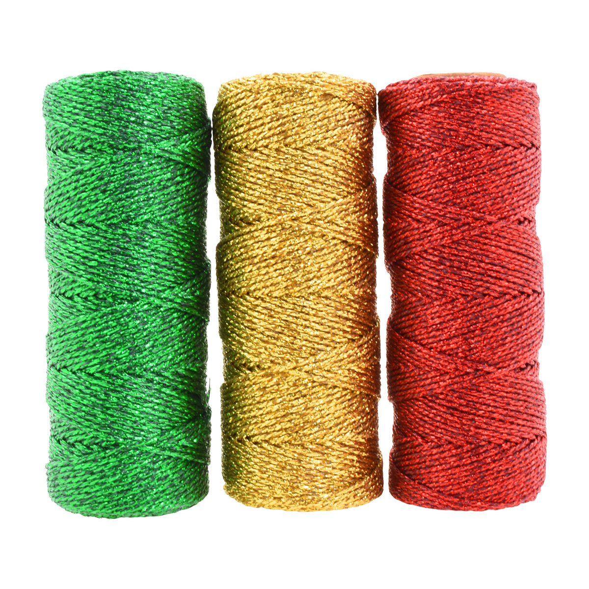 Mandala Crafts Red Green Gold String for Gift Wrapping – 55 X 3 Yards 1mm Thin Metallic Bakers Twine for Crafts, Packaging, Party Favors, and DIY Decorations