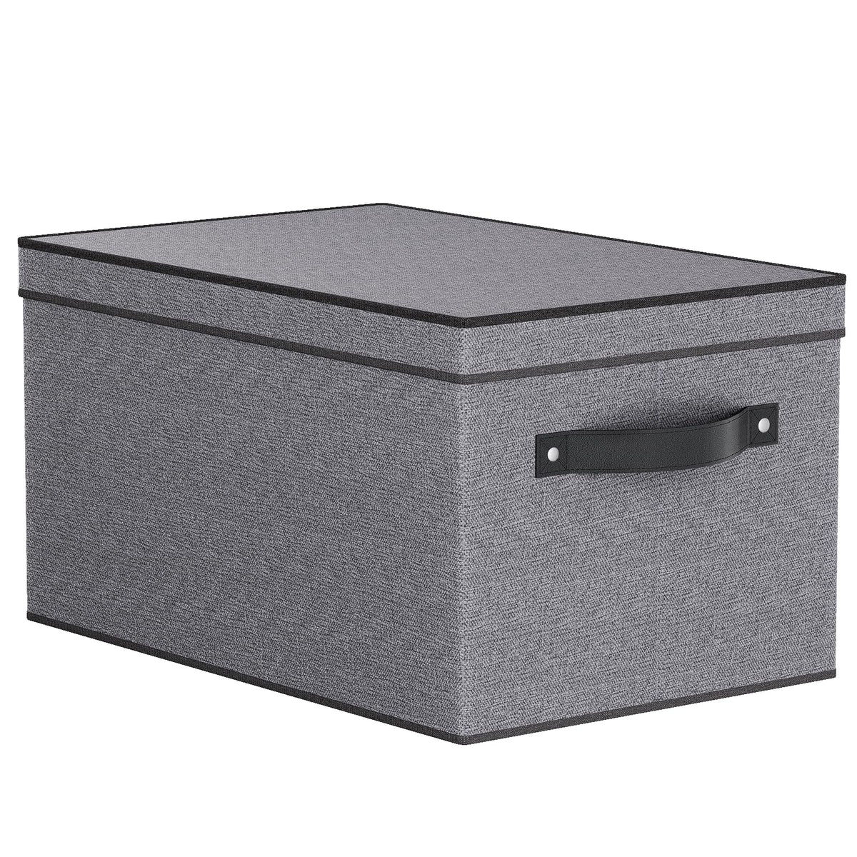 YheenLf Fabric Storage Bin with Lid, 7.1 x 9.1 x 13 Inch Foldable Storage Box for Shelves with Handles, Decorative Linen Closet Organizer, Gray, 1-Pack