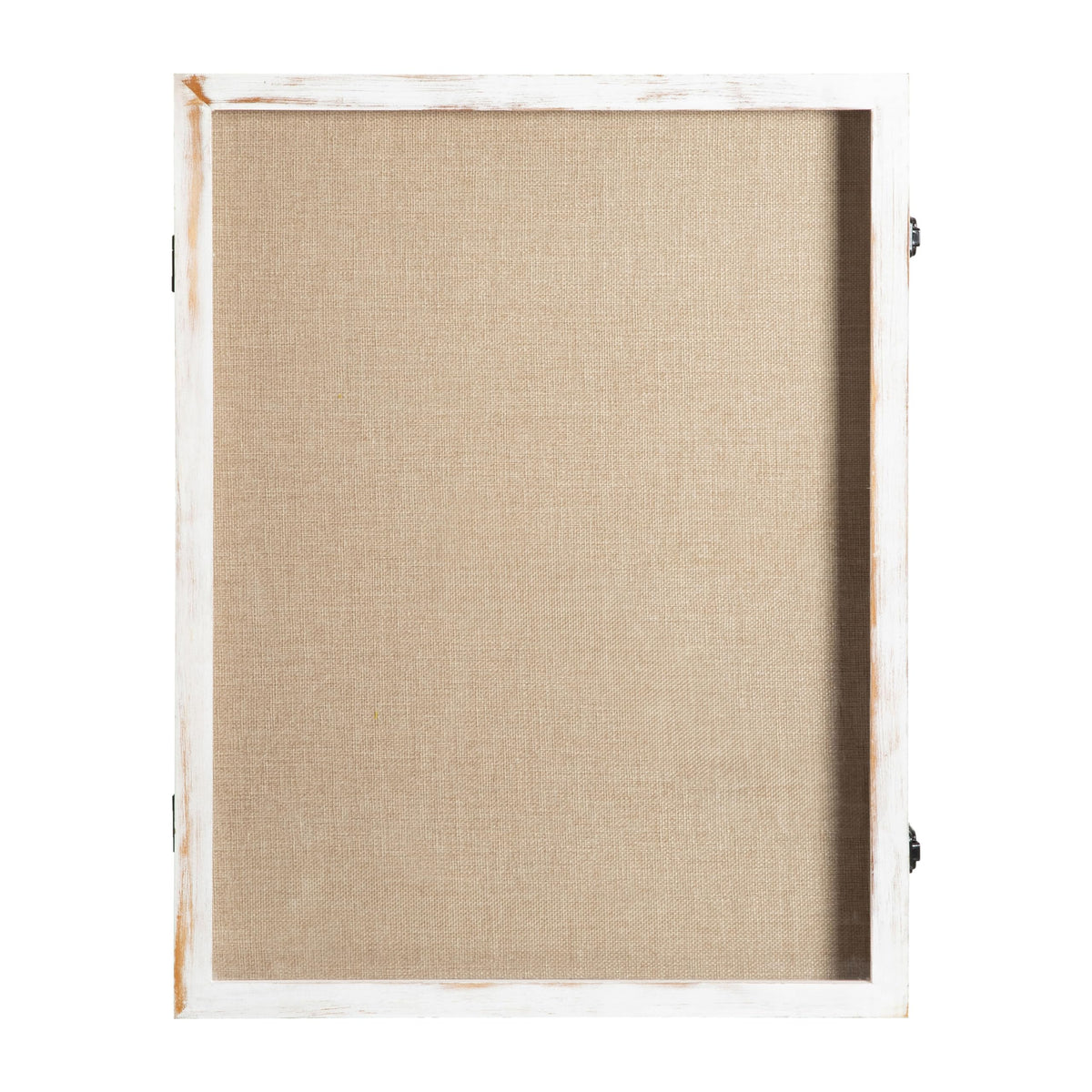 HBCY Creations 18x24 Whitewash Wood Shadow Box Display Case - Solid Wood with Acrylic Window - Security Latch - for Mementos and Keepsakes