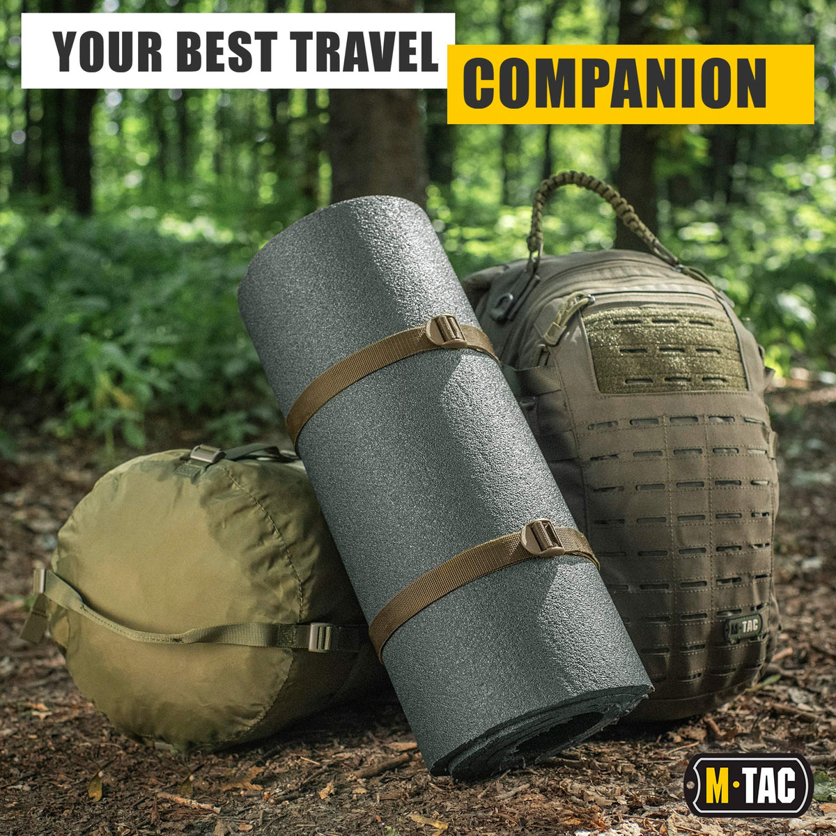M-Tac Pack of 2X Utility Strap for Backpack Tactical Lashing for MOLLE Gear Plastic Buckle (Coyote, 40 inches)