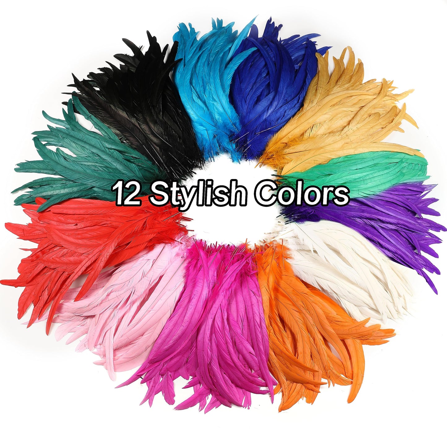 Holmgren Turquoise Rooster Tail Feathers - 60pcs 12-14inch Natural Long Rooster Tail Feathers Bulk for DIY Crafts Hats Costume and Holiday Themed Party Decoration (Turquoise)