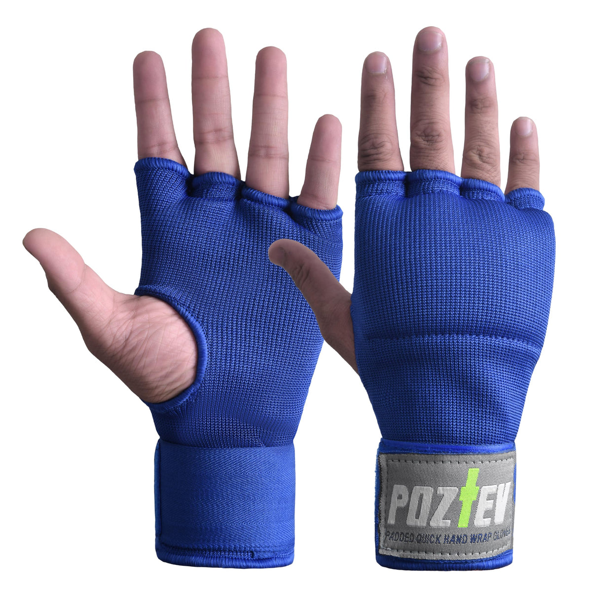 POZTEV Boxing Hand Wraps for Men & Women - Boxing Quick Wraps Inner Gloves Kickboxing Handwraps for Boxing Gloves Gear Knuckle Support Elastic Wrist Straps for Training MMA Shadowboxing (Blue S/M)