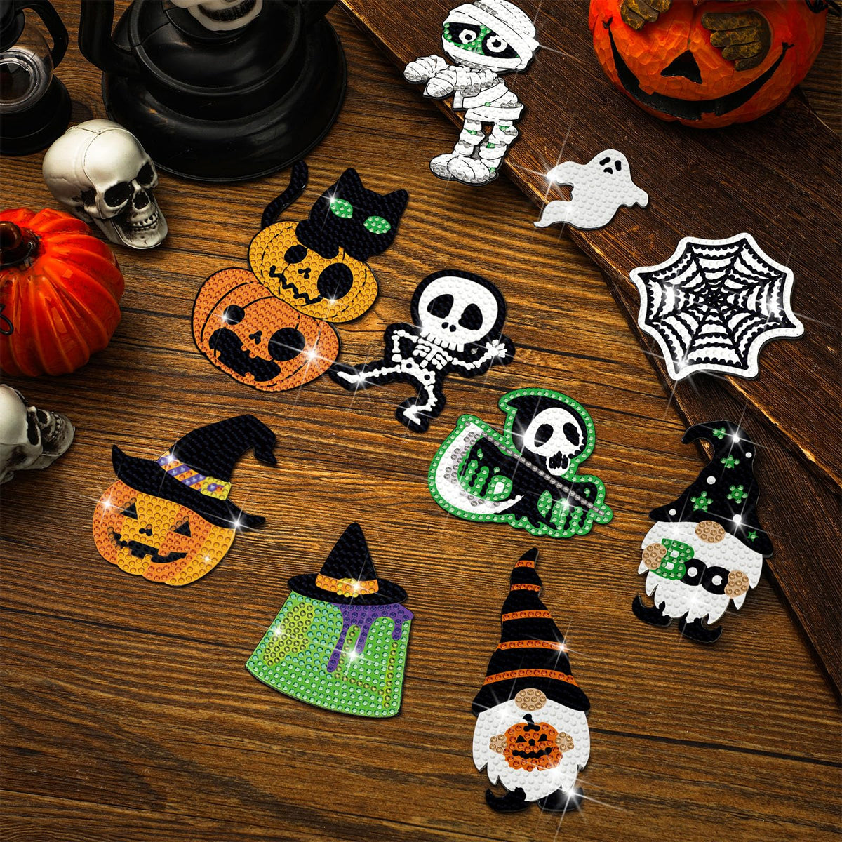 Zonon 20 Pcs Halloween Diamond Painting Refrigerator Magnets Diamond Art Kits Fridge Magnets Sticker for Fridge Whiteboards Car Mailbox Decor Halloween DIY Craft