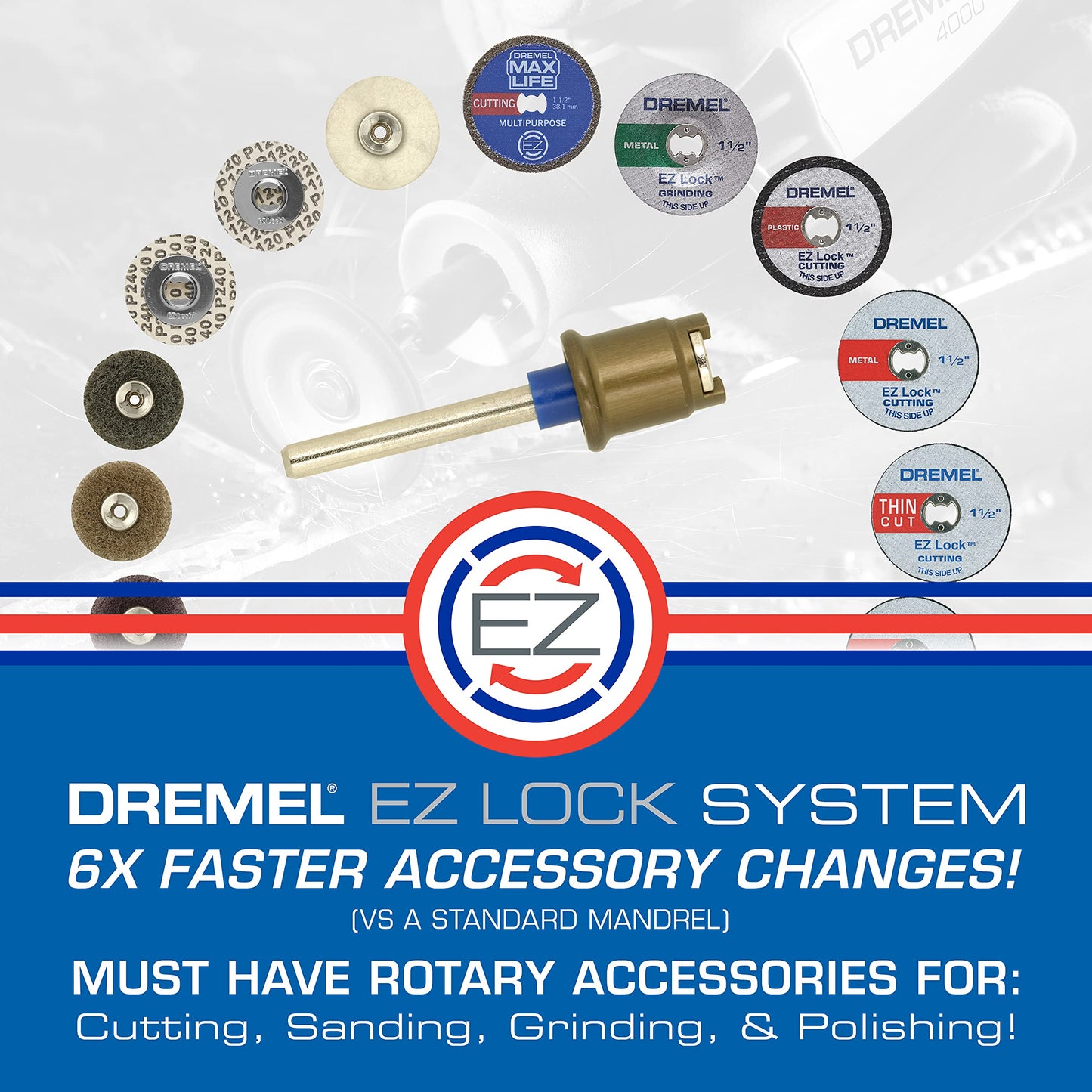 Dremel 160-Piece Rotary Tool Accessory Kit with EZ Lock Technology - 1/8" Shank - Cutting Bits, Polishing Wheel and Compound, Sanding Drums & Disc (710-08)