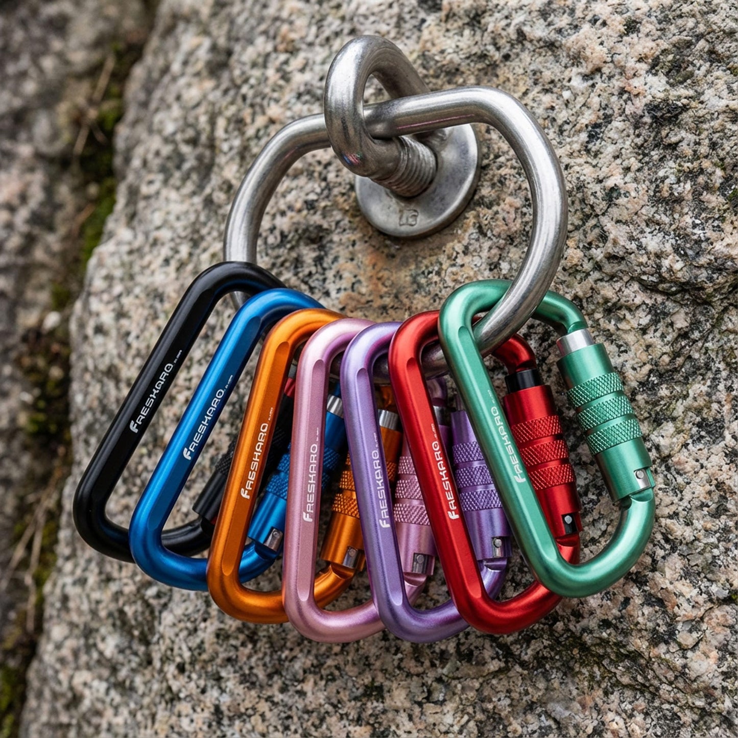 FresKaro 3inch Auto Locking Carabiner Clips, Solid D Shape Style, Heavy Duty Keychain Aluminum Carabiner - Holds a Maximum of 2698lbs, Lightweight 1.09oz, for Hammock, Hiking, Dog Leash, 3pack, Red