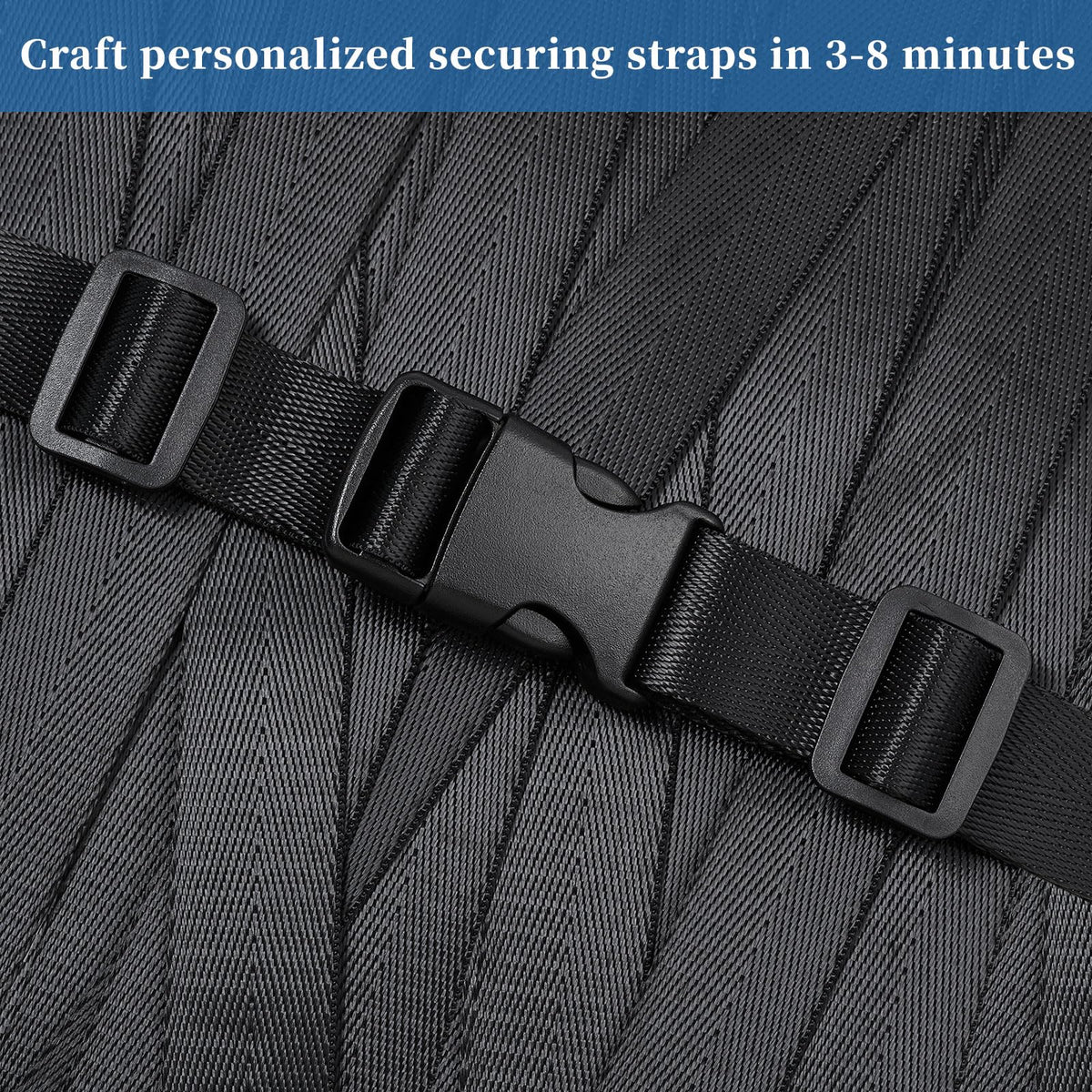 UQW Buckles and Straps Combo Set,10 Yards Nylon Webbing 1 Inch Wide with 6 Dual Adjustable Side Release Plastic Buckles, 12 Pcs Tri-Glide Slider Clips (1" Set Black)