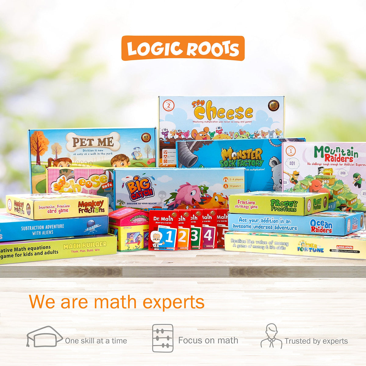 Logic Roots Multiplication and Division Game - Fun Math Board Game, Easy Start STEM Toy, Educational Gift for Kids (Girls & Boys), Homeschoolers, Grade 1 and Up (Say Cheese Cafe)