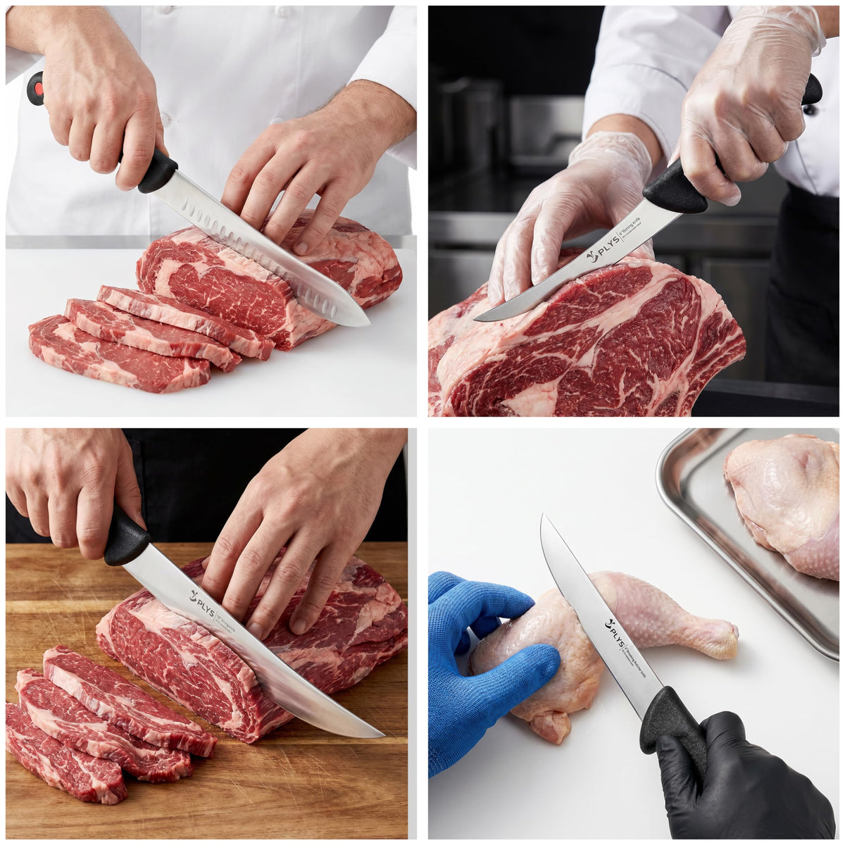 Plys From Prep to Plate: The 7-Piece Butcher Knife Set for Complete Meat & BBQ Mastery Featuring 10" Butcher, 6" Boning/Skinning/Fillet, and 8"/10" Slicing Knives in 4Cr13Mov Steel.