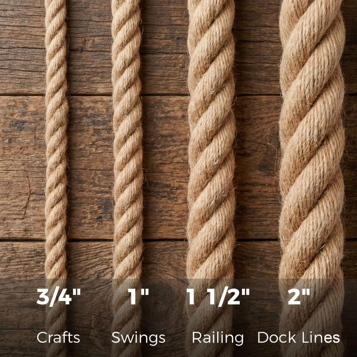 Hemp Rope - 3/4 Inch × 100 Feet - Natural Jute Twisted Manila Rope for Crafts, Hammock, Railing, Decorating