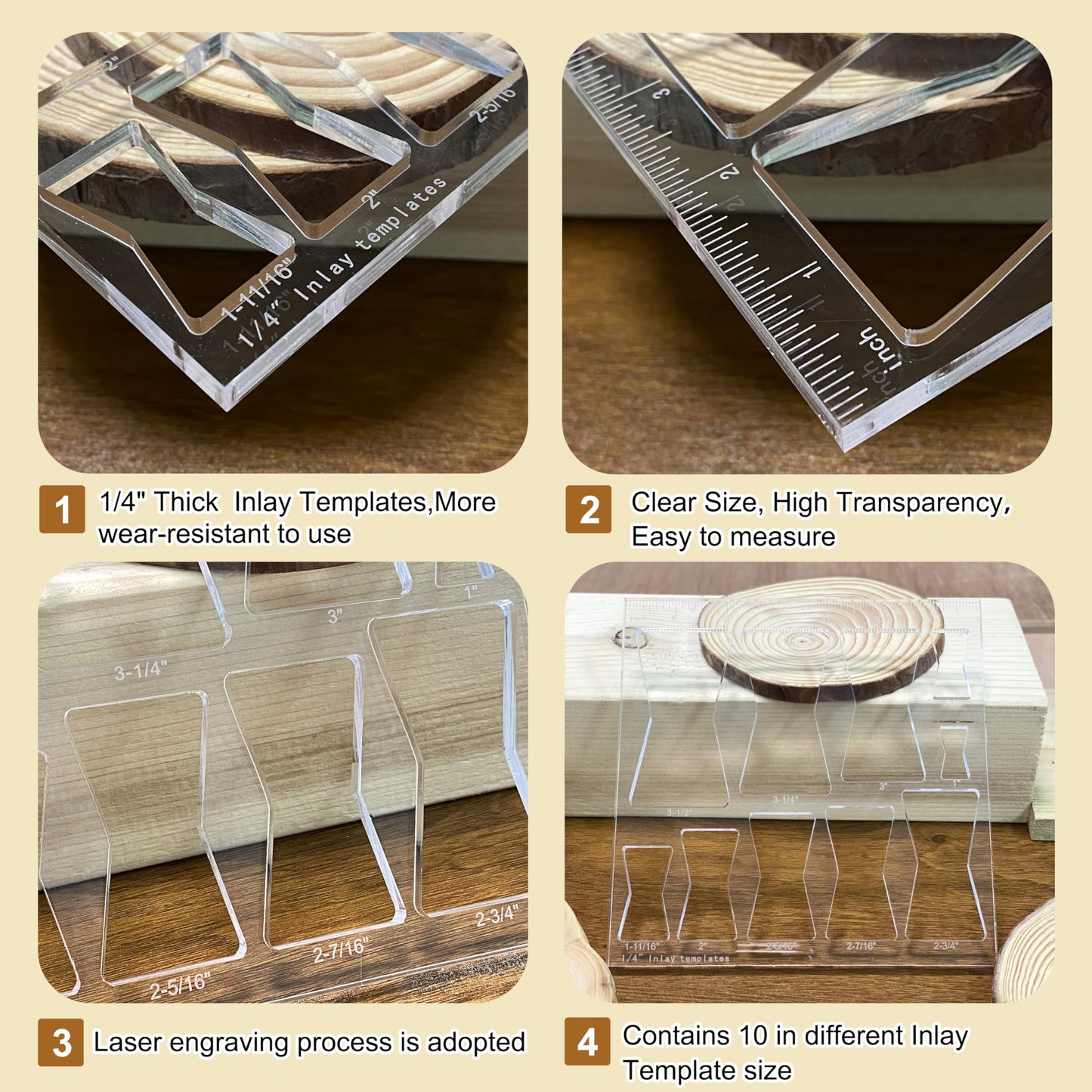 10 in 1 Woodworking Router Templates Set, Butterfly Bowtie Inlay Jig Template, Includes 1/4" Router Bushing Guide Liner, Nut and 1/4 Inch Router Bits for Wood DIY Craft Projects ﻿