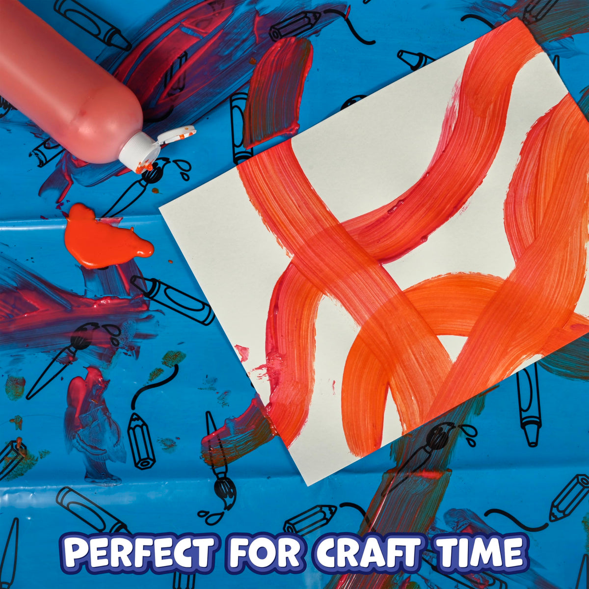 READY 2 LEARN Messy Mat | Protect Tables and Floors While Crafting | Washable High Chair Mat | Waterproof | Reusable and Lightweight | 60”L x 60”W