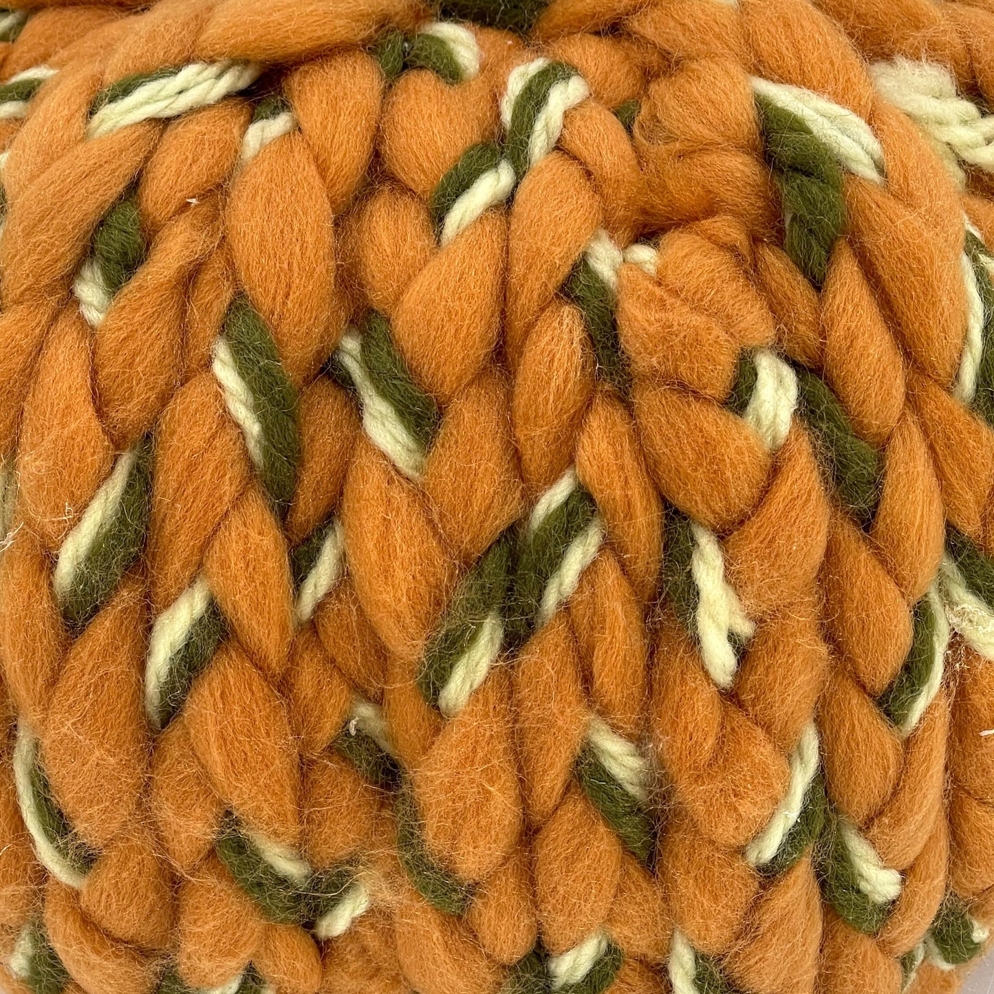 Galt International Chunky Yarn Woven Pumpkin Handmade Indoor Thanksgiving Harvest Decoration 9" Fall Autumn Home Decor Orange Green Cream Tabletop Coffeetable Mantle Dining Table Braided