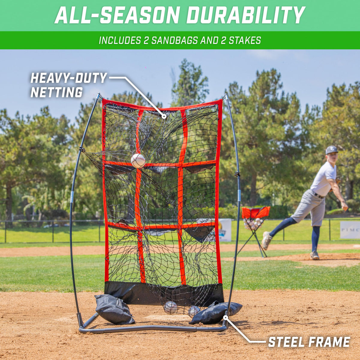 GoSports 9 Hole Baseball & Softball Pitching Strike Zone Target Net - 49 x 30 Inches