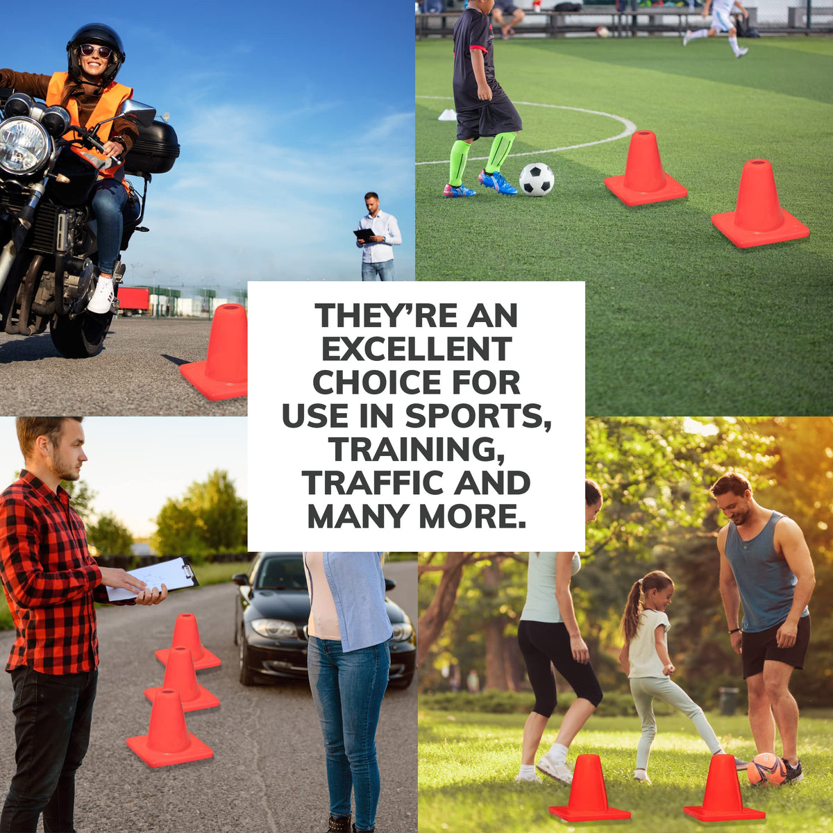 Koozam Sports 6 Pack Heavy Duty 6 Inch Sports Pro Training Cones - Won't Fly Away in Wind Or Crack for Football, Soccer, Parking, Construction, Safety & More