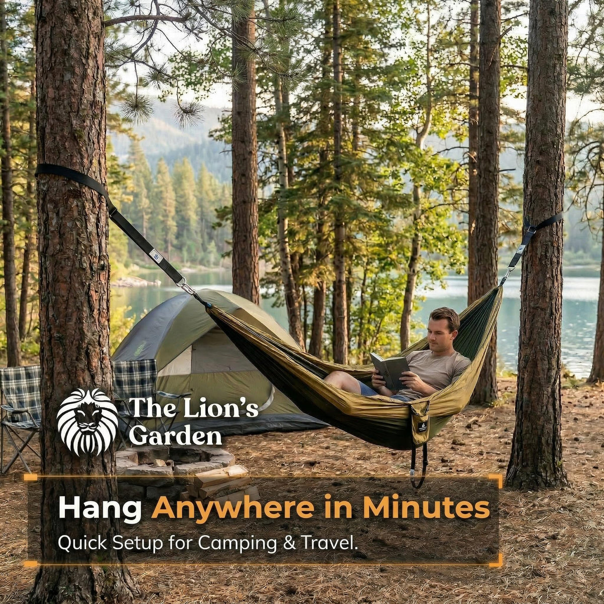 The Lion’s Garden Tree Swing Straps 2 Pack – Adjustable 5–10 ft Tree Swing Hanging Straps, Heavy Duty Hammock Straps for Trees with Carabiners & Tree Protectors Up to 3376 Lbs