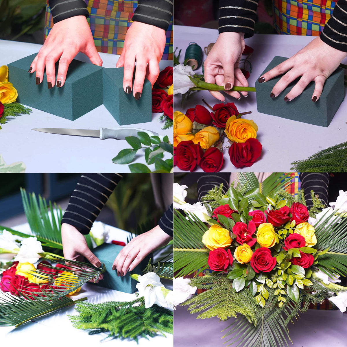 FLOFARE Pack of 8, Dry and Wet Floral Foam Blocks for Fresh and Artificial Flowers, Each (7.8” L x 3.5” W x 2.4” H), for Wedding, Birthdays, Home, Office and Garden Decorations