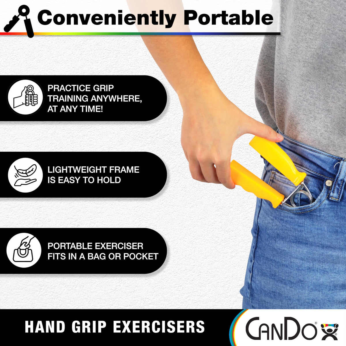 CanDo Hand Grip Exerciser Pair, 24 lb, Blue-Heavy