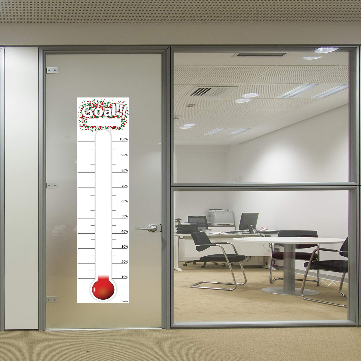CLEVER CLEAN Goal Setting Fundrasing Thermometer - 48"x12" Dry Erase Self-Adhesive Goal Tracker - Poster Charts for Home, School and Office