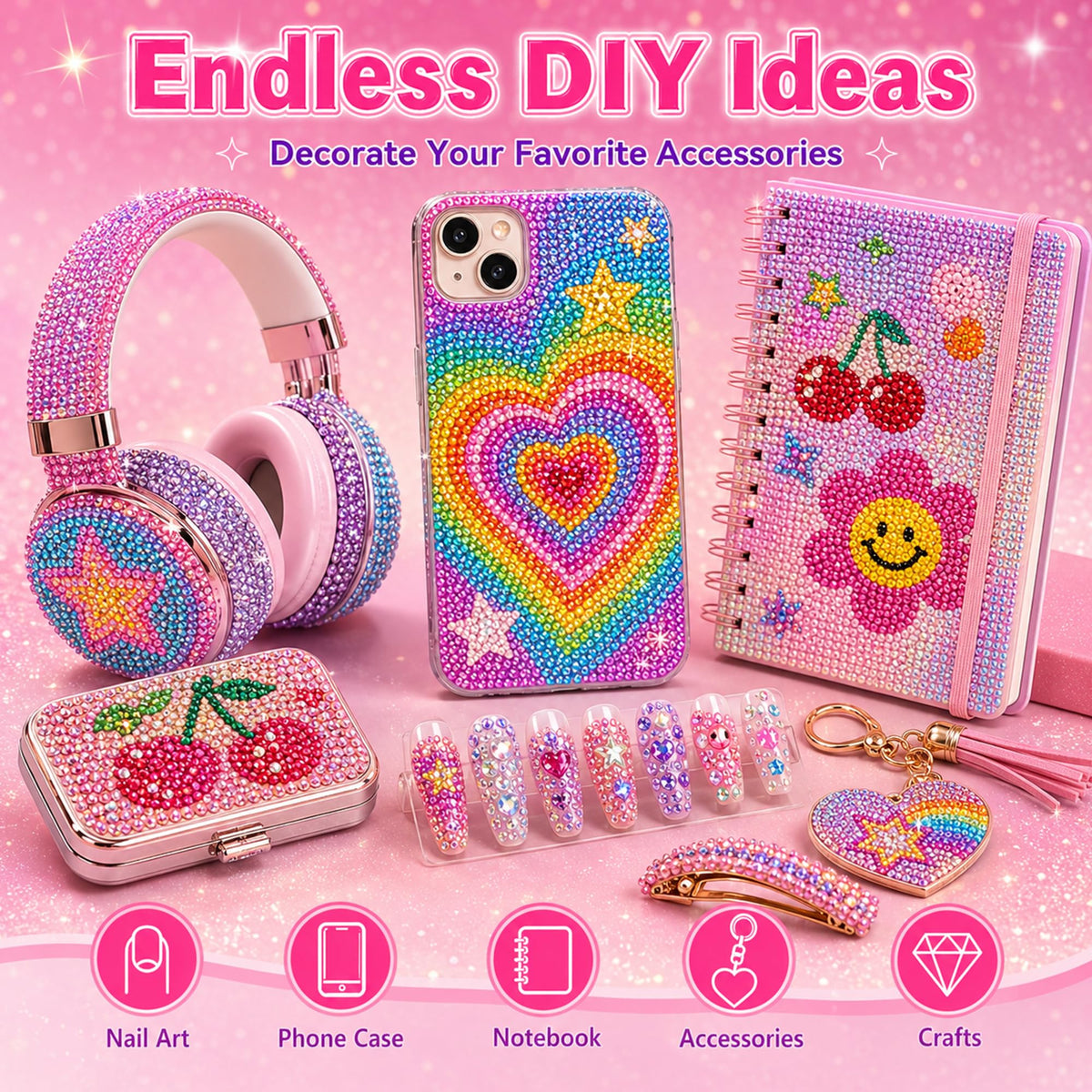 Vexorith Anti-Spill Rhinestone Bedazzling Kit, 35000pcs 28-Color High-Shine AB Coating Flatback Resin Rhinestones with B7000 Glue and Tools, Organizer Case for DIY Phone Cases, Clothes, Sneakers