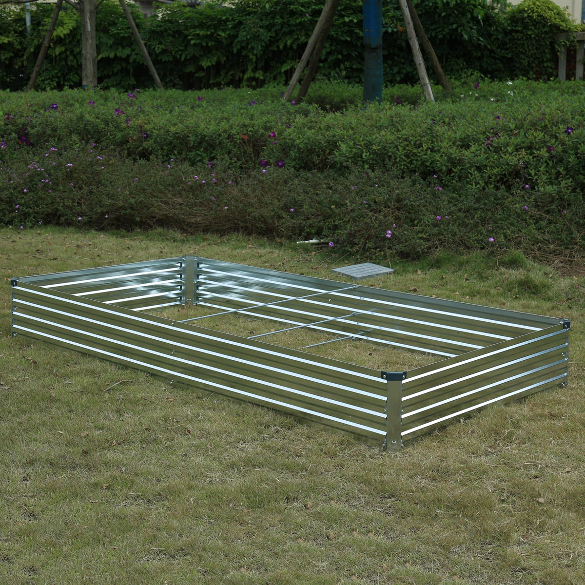 Foxlang 8x4x1ft(2 PCS) Galvanized Raised Garden Bed,Outdoor Planter Box Metal Patio Kit Planting Bed for Vegetables Flowers Herb,Silver