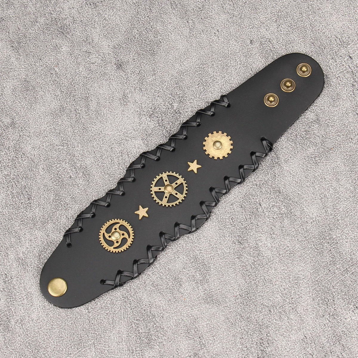 GelConnie Mens Bracelets Leather Cuff Steampunk Alloy Gear Leather Wristbands for Men Women Bracelets Cuff Bangle Jewelry