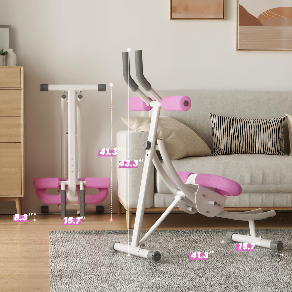 LanPavilion Ab Workout Equipment, Ab Machine with Height Adjustable and Stability, Ab Workout Equipment Home Gym Coaster for Stomach at Office with LCD Display-Christmas Gift Choice, Pink