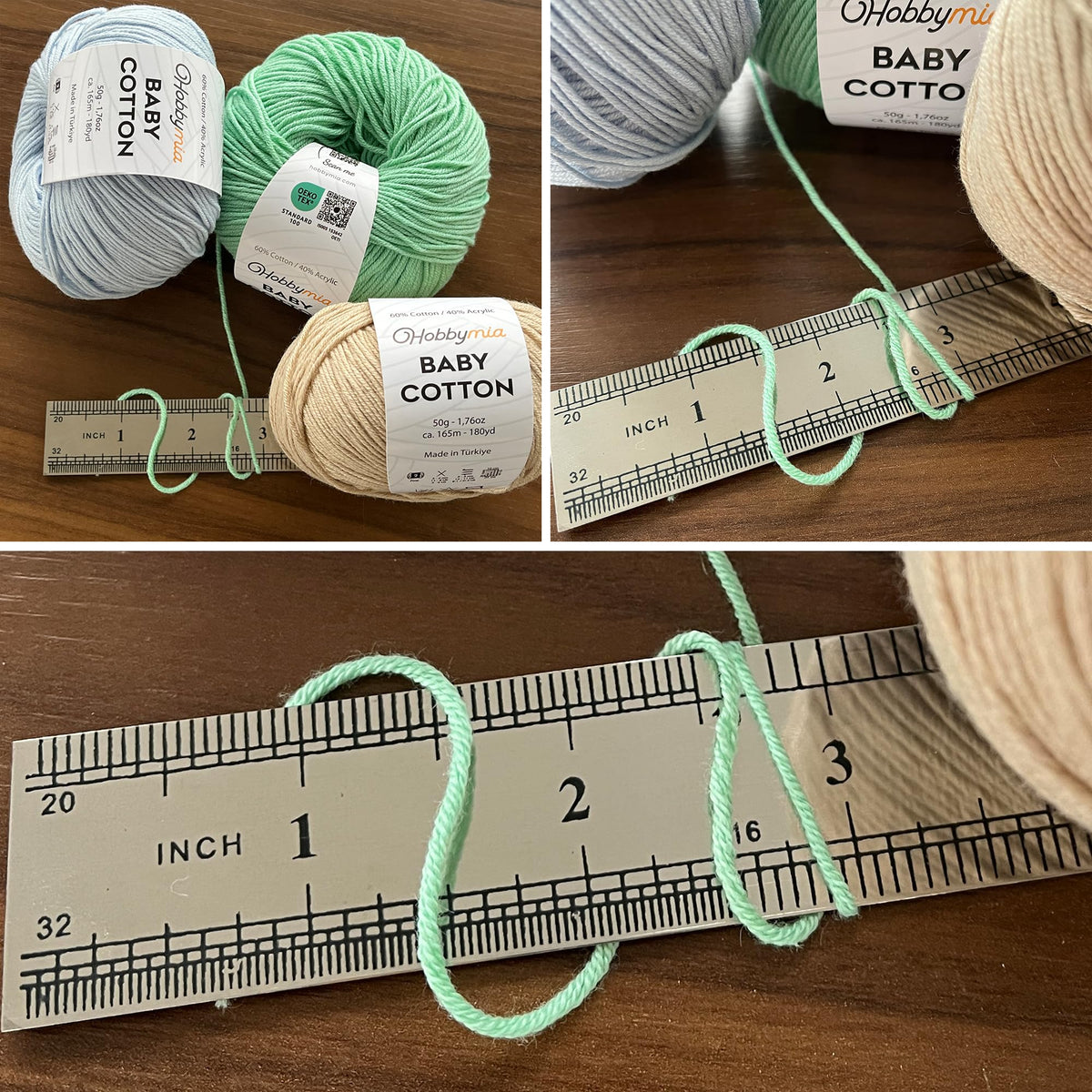 HobbyMia Baby Cotton Blend Yarn – Soft Sport Weight Yarn for Crochet & Amigurumi - 50g/180yds - 60% Cotton 40% Acrylic - Ideal for Baby & Knitting Proj. & 10 Stitch Markers(Mustard Yellow, 4 Balls)