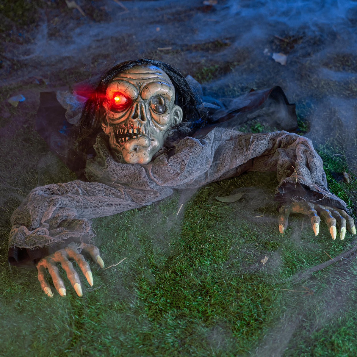 JOYIN Halloween Decorations Outdoor Zombie Groundbreaker with Decayed Face and Flash Eyes, Halloween Outside Decorations Scary Zombies Prop for Yard Graveyard Lawn Cemetery Decor