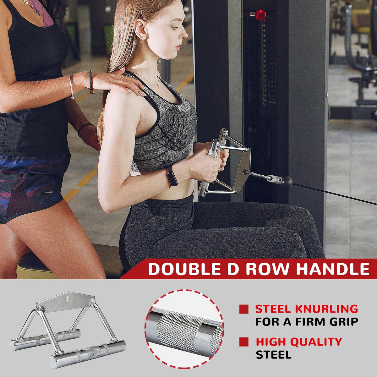 Signature Fitness 5-Piece Cable Attachment Set, LAT Pulldown Gym Accessories with Tricep Rope, V Handle, V Bar, V-Shaped & Rotating Straight Bars, 800 lb Capacity for Home Gym