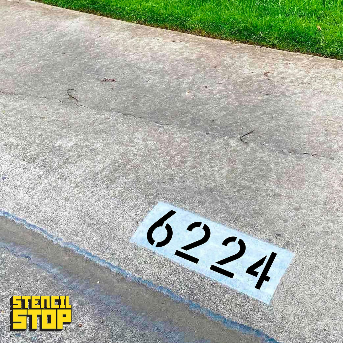 Curb Stencil Kit for Address Painting – Includes All Numbers, 4-Inch Durable & Reusable Plastic Stencils for Sidewalks, Pavement, and Industrial Use (2 of Each, Classic Font)