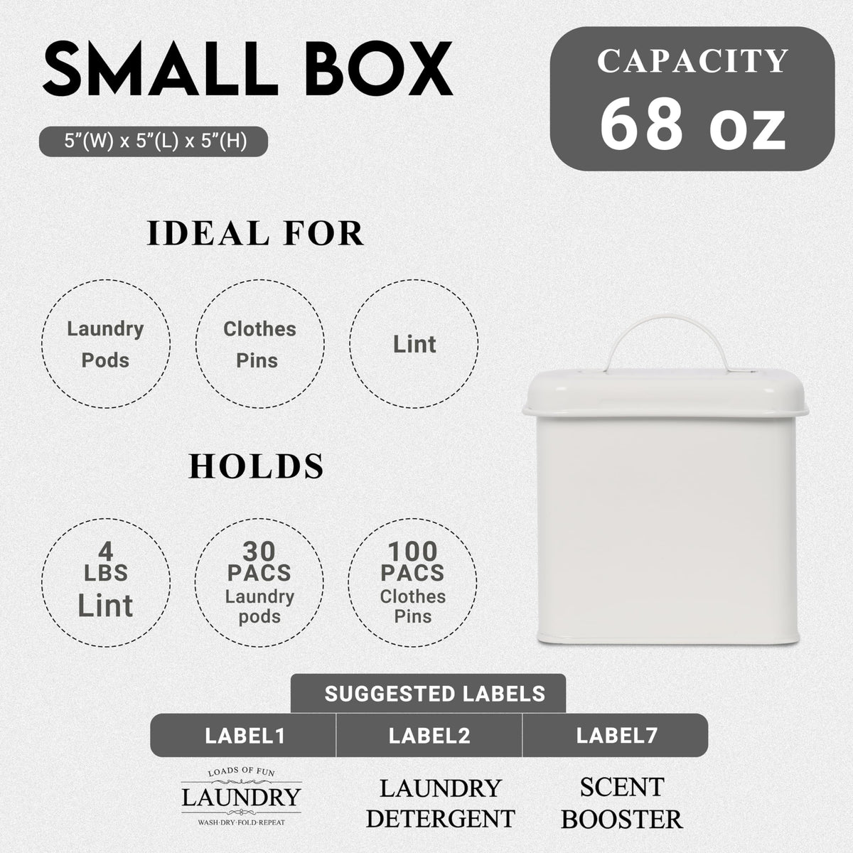 ZOES HOMEWARE 3-Set Laundry Room Organization and Storage | Modern Farmhouse Laundry Room Decor | Laundry Container for Organizing Laundry Pods, Laundry Powder, Dryer Sheets, Dryer Balls, Cream White