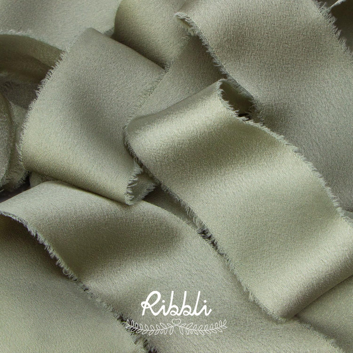 Ribbli Dusty Sage Green Silk Satin Ribbon 1.5 Inch x 30 Yard Handmade Frayed Chiffon Dusty Sage Ribbon for Gift Wrapping Wedding Invitations Bridal Bouquets Home Decor