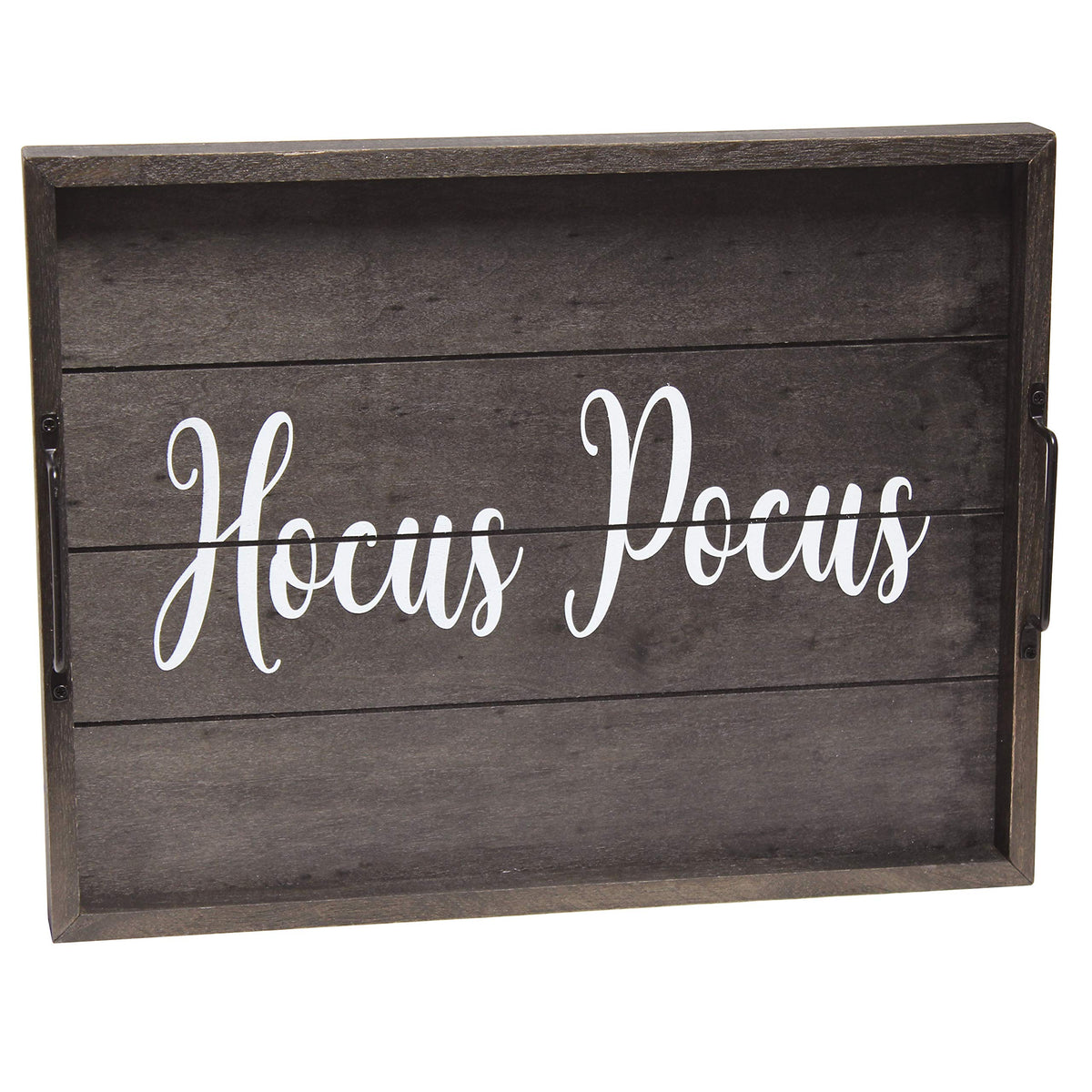 Elegant Designs HG2000-KHP Halloween Witch Decorative Wood Serving Tray w/Handles, 15.50" x 12", Black Wash Hocus Pocus