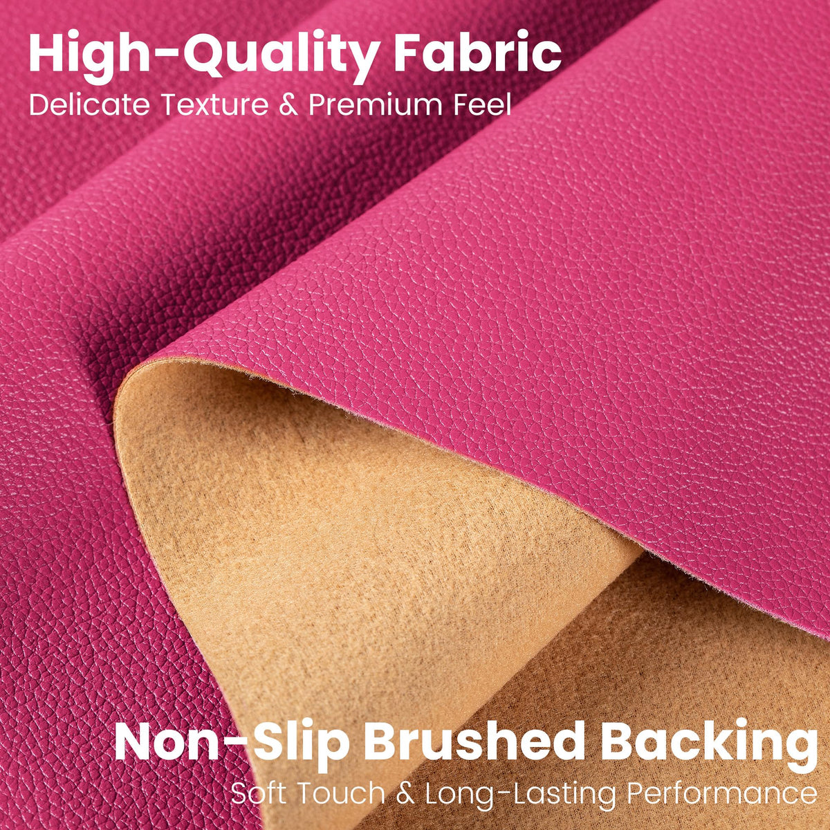 Marine Vinyl Fabric, Upholstery Faux Leather Fabric by The Yard, 1.05mm Lychee Texture Leather Sheets for Sofa Chairs Handbags Hair Bows Earrings Crafts (1 Foot 12''X 54'', Hot Pink)