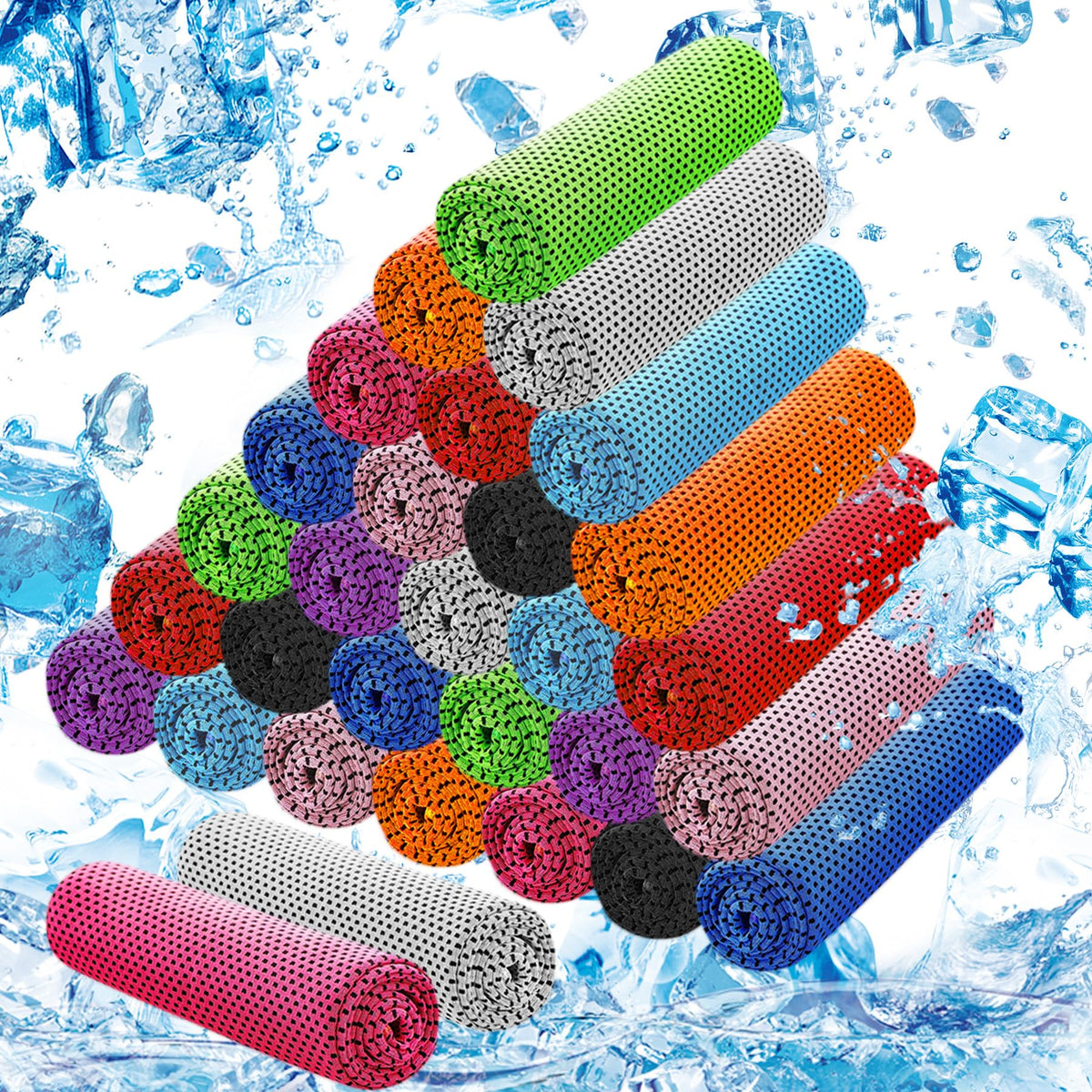 LYDTICK 30Pack Cooling Towels for Neck and Face (40"x12"), Ice Microfiber Cooling Towels Bulk for Workout Chill Sweat Towels Cooling Neck Wraps for Gym Yoga Golf Running Sport