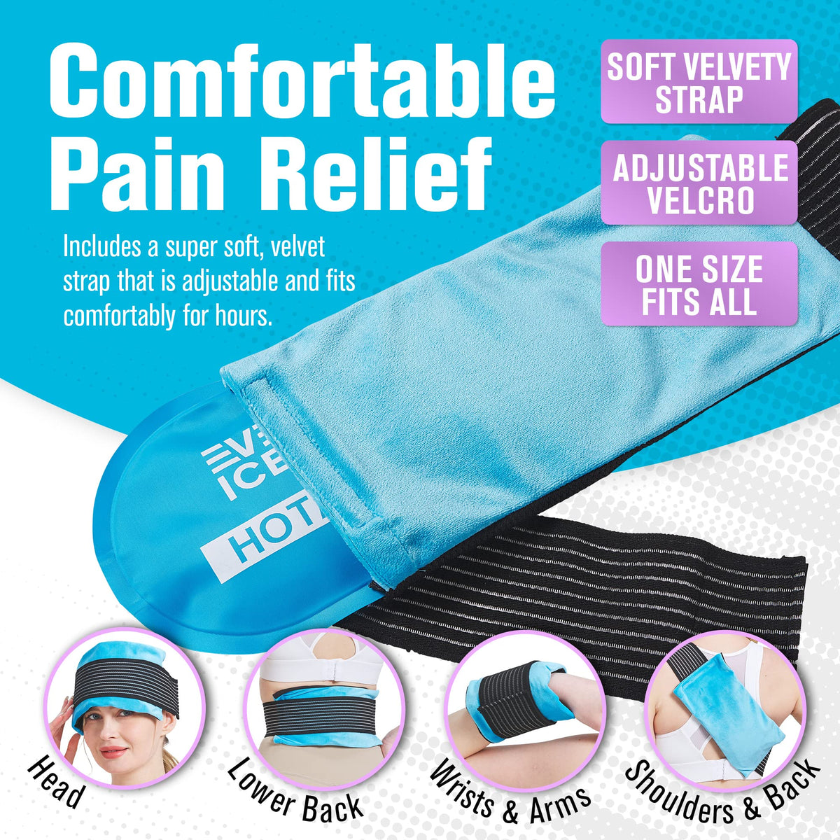 Reusable Hot and Cold Gel Ice Pack Wrap (2 Pack) - Hot and Cold Therapy Solution for Injuries - Adjustable & Flexible for Knees, Back, Shoulders, Arms, and Legs - Ice Packs for Injuries Reusable