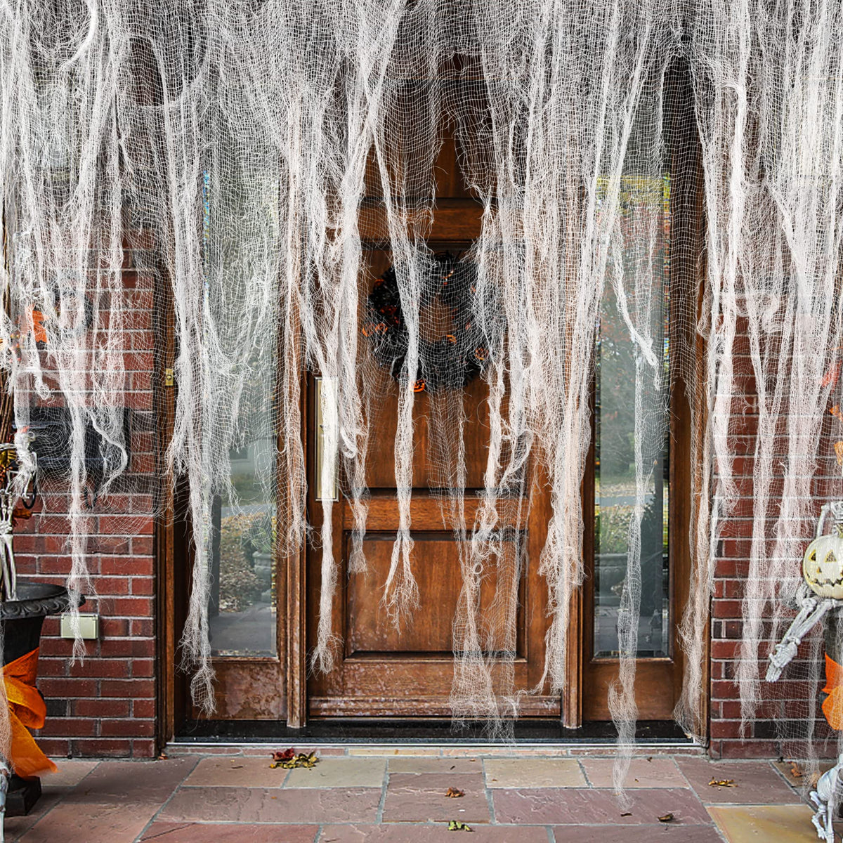 Watayo 500 x 39 Inch Large Size Halloween Spooky Cheese Cloth, Halloween White Scary Creepy Cloth, Windows Doorways Cover Gauze for Halloweens Haunted House Party Decor