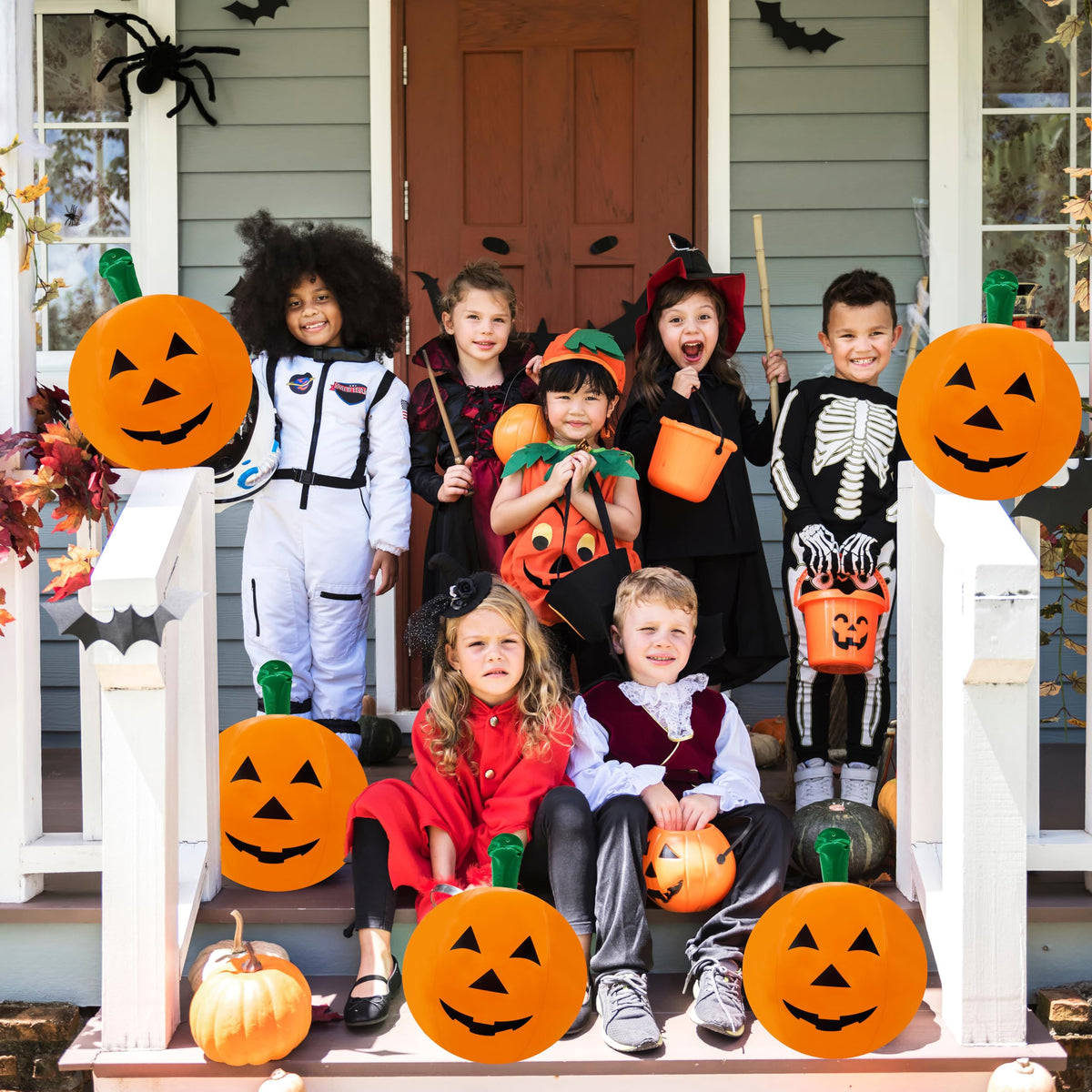 The Dreidel Company 6 Halloween Pumpkin Beach Balls Inflatable Decorations, 16" Tall 6-Pack Halloween Pumpkin Decor