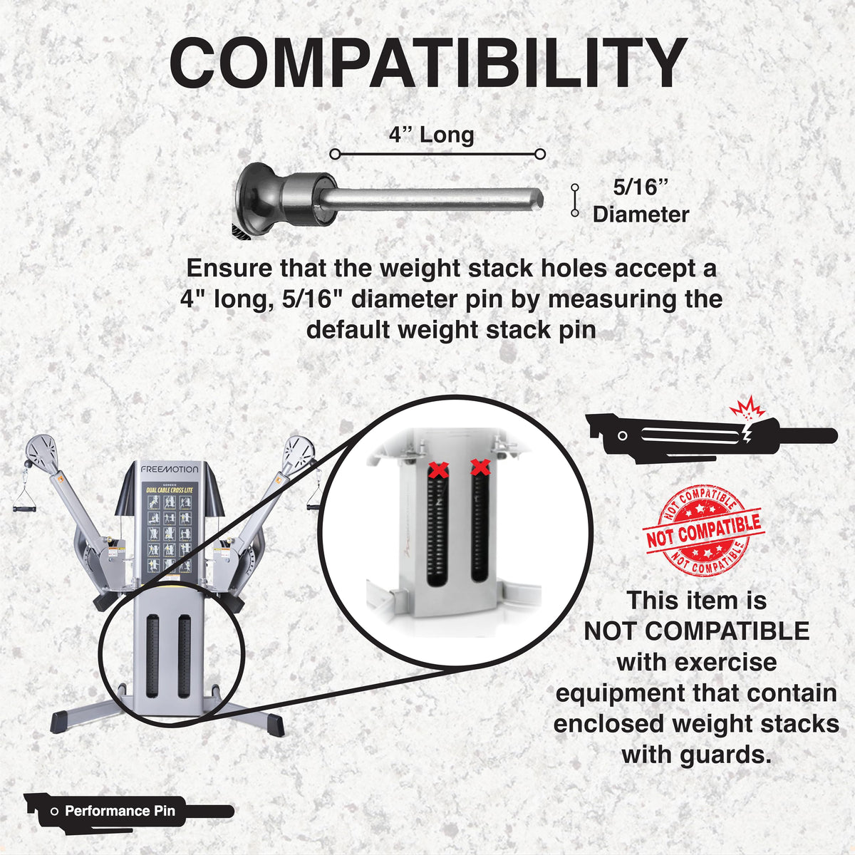 PERFORMANCE PIN The Original Drop Set Pins for Gym | One More Rep with Weight Stack Pins | Instant Transition to Lower Weights for More Reps | Proudly Made in America | 5/16" Pin | Black