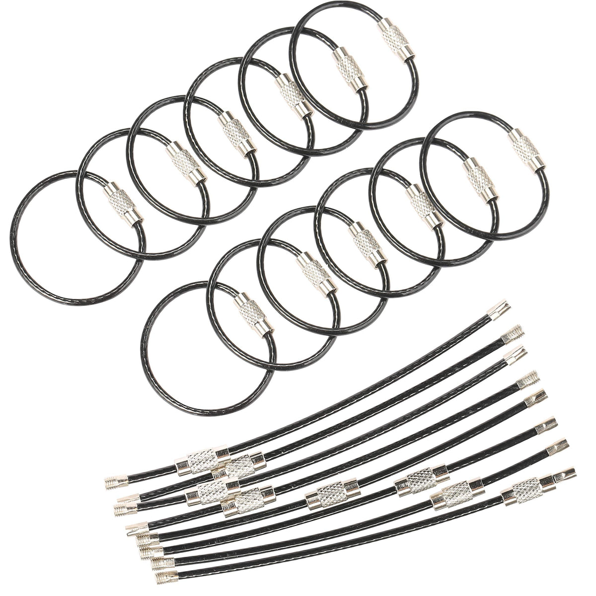 CrocSee 4 Inches Key Rings Stainless Steel Wire Keychains Cable Heavy Duty Luggage Tags Loops Tag Keepers 2mm Twist Barrel (20)