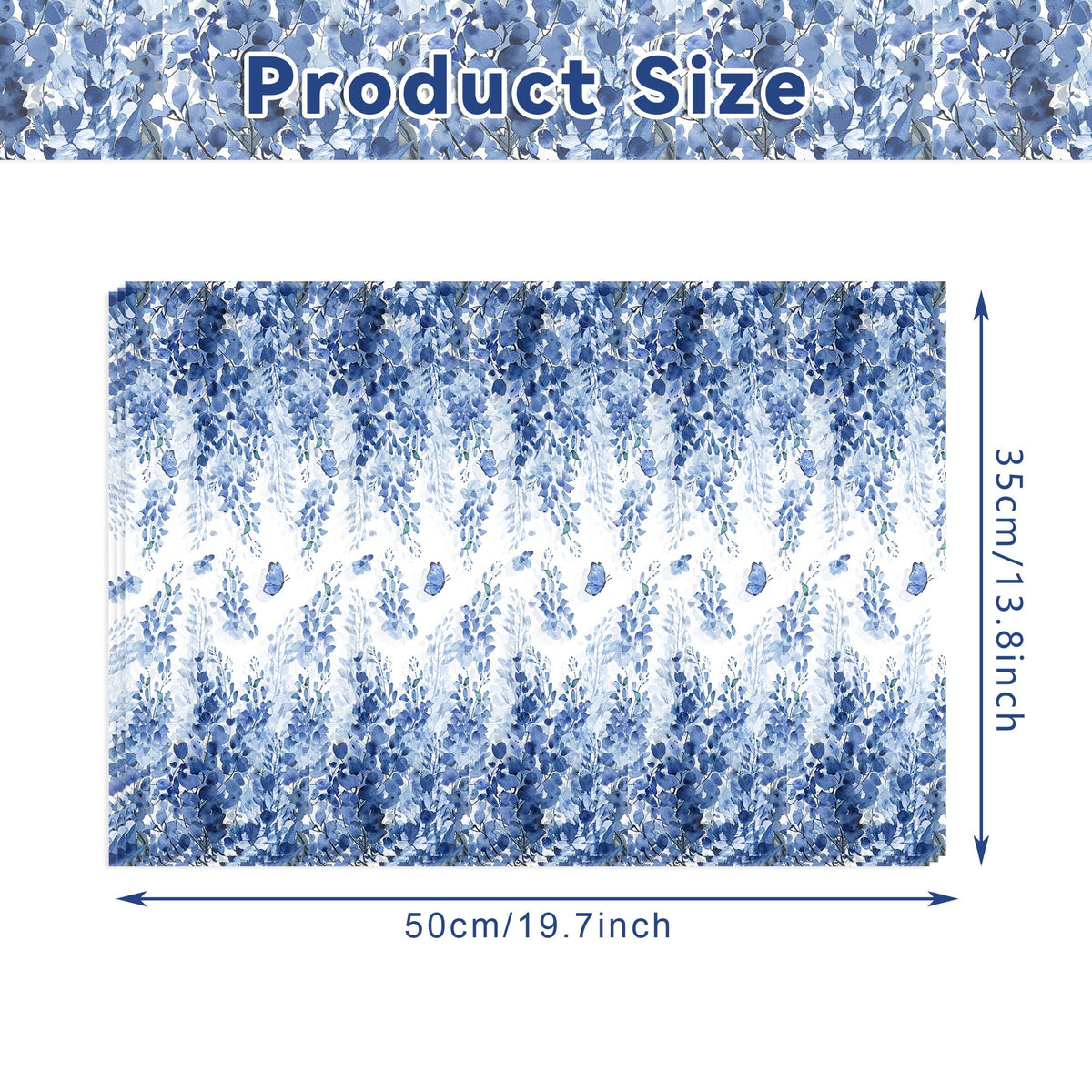 100 Sheets Blue Eucalyptus Leaf Tissue Paper Blue Botanical Leaves Wrapping Paper DIY Arts Tissue for Birthday Wedding Bridal Baby Shower Party Decor Supplies, 13.8 x 19.7 inches